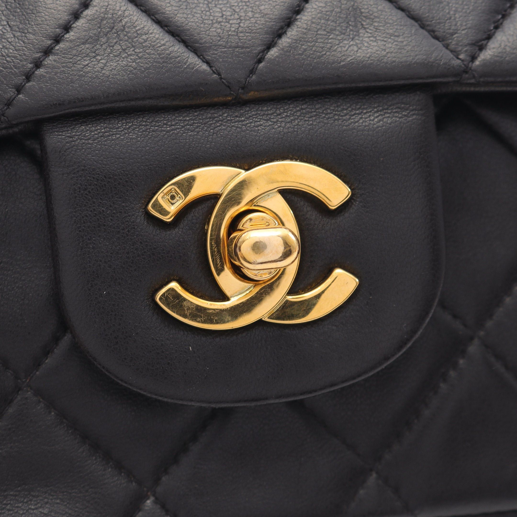 Chanel Chanel Matelasse Double Flap Chain Shoulder Bag Lambskin Black Gold Hardware Size ONE SIZE - 8 Thumbnail