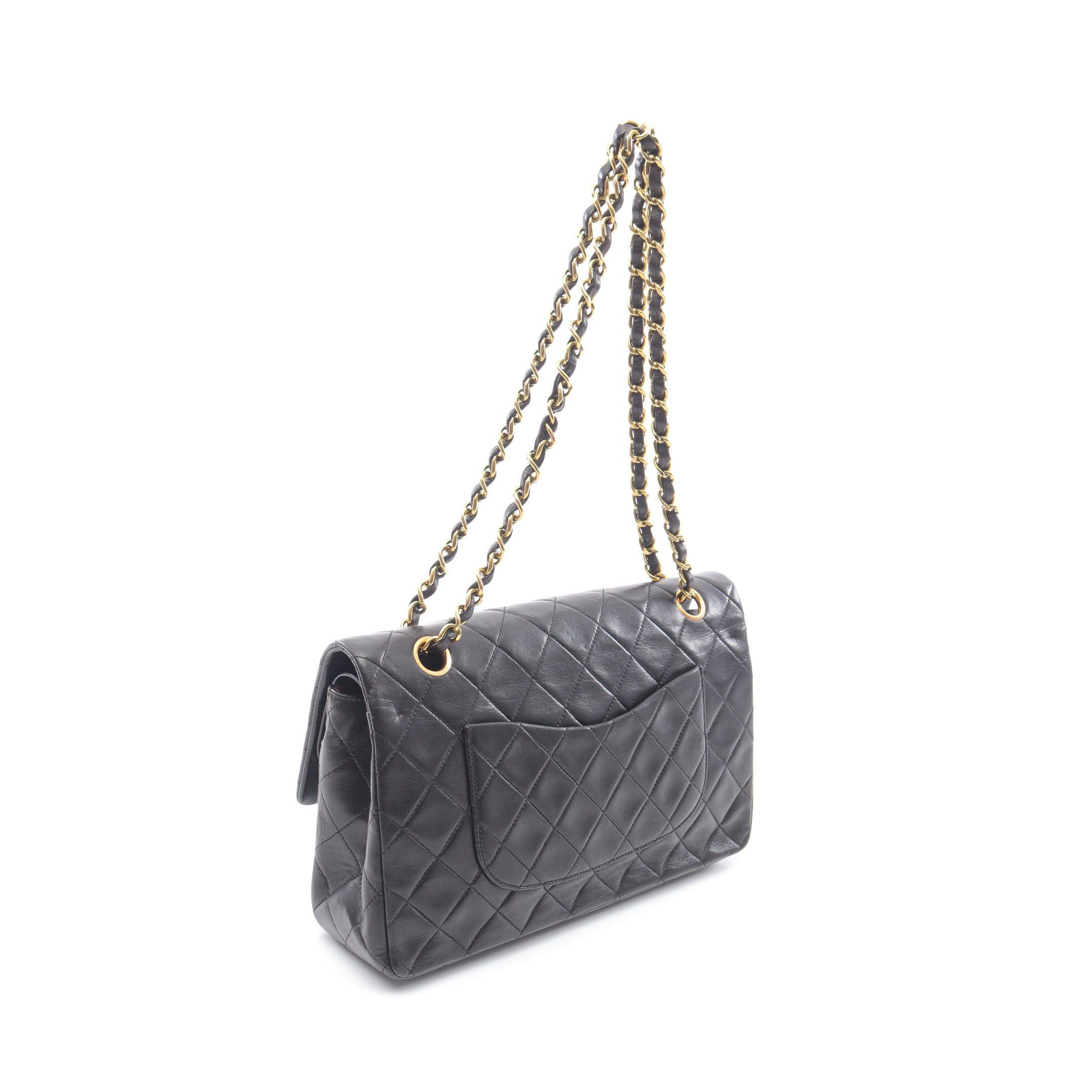 Chanel Chanel Matelasse Double Flap Chain Shoulder Bag Lambskin Black Gold Hardware Size ONE SIZE - 2 Thumbnail