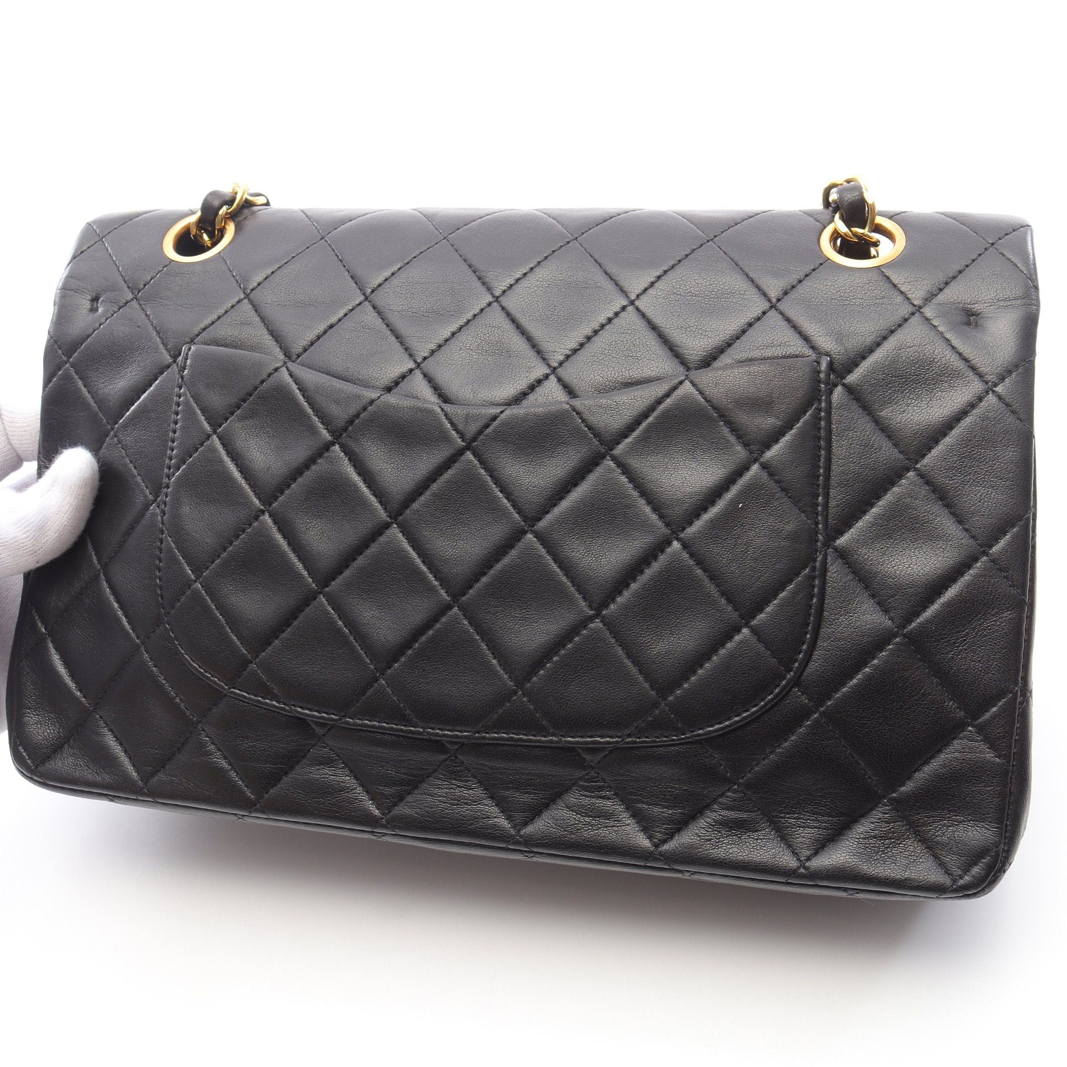 Chanel Chanel Matelasse Double Flap Chain Shoulder Bag Lambskin Black Gold Hardware Size ONE SIZE - 9 Thumbnail