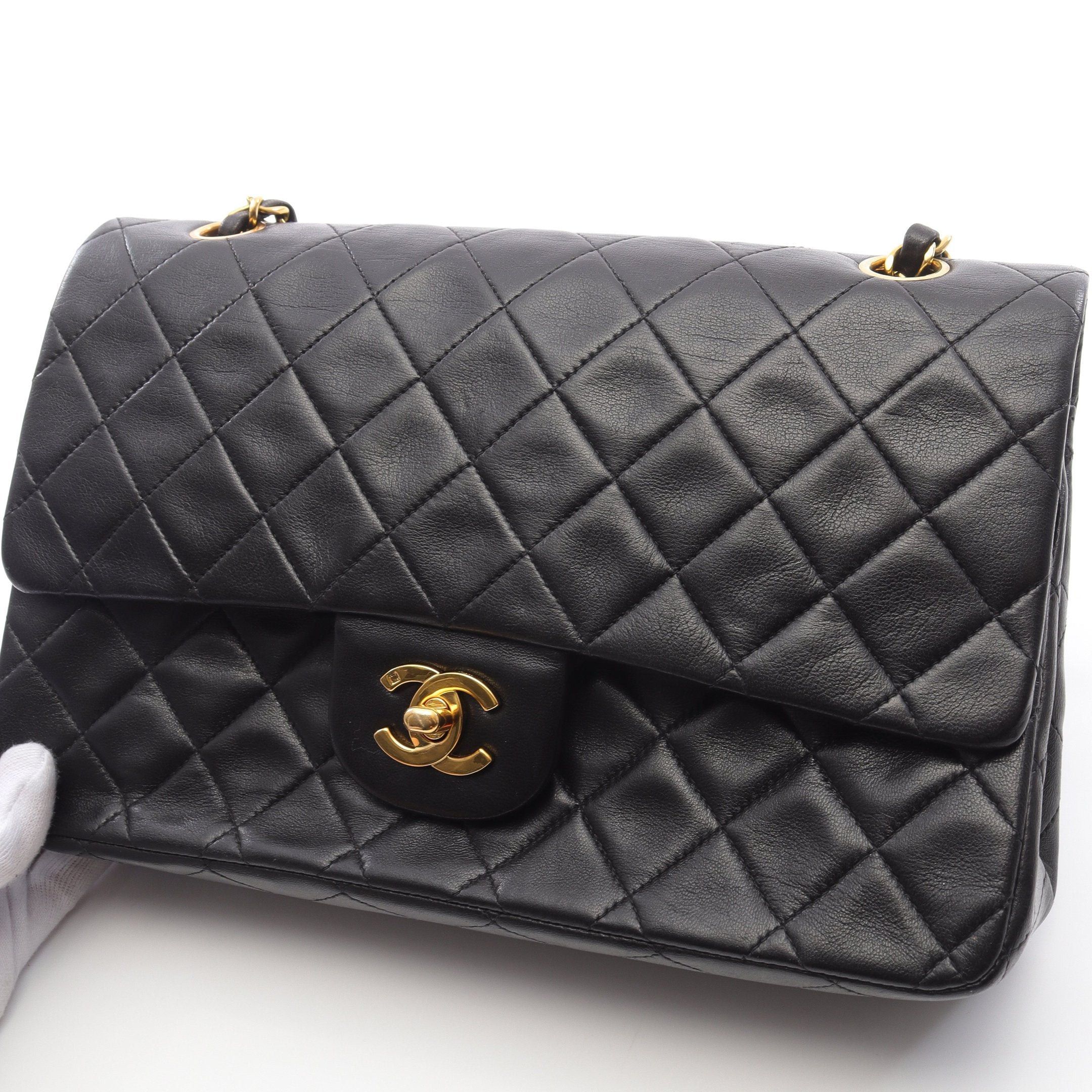 Chanel Chanel Matelasse Double Flap Chain Shoulder Bag Lambskin Black Gold Hardware Size ONE SIZE - 11 Thumbnail