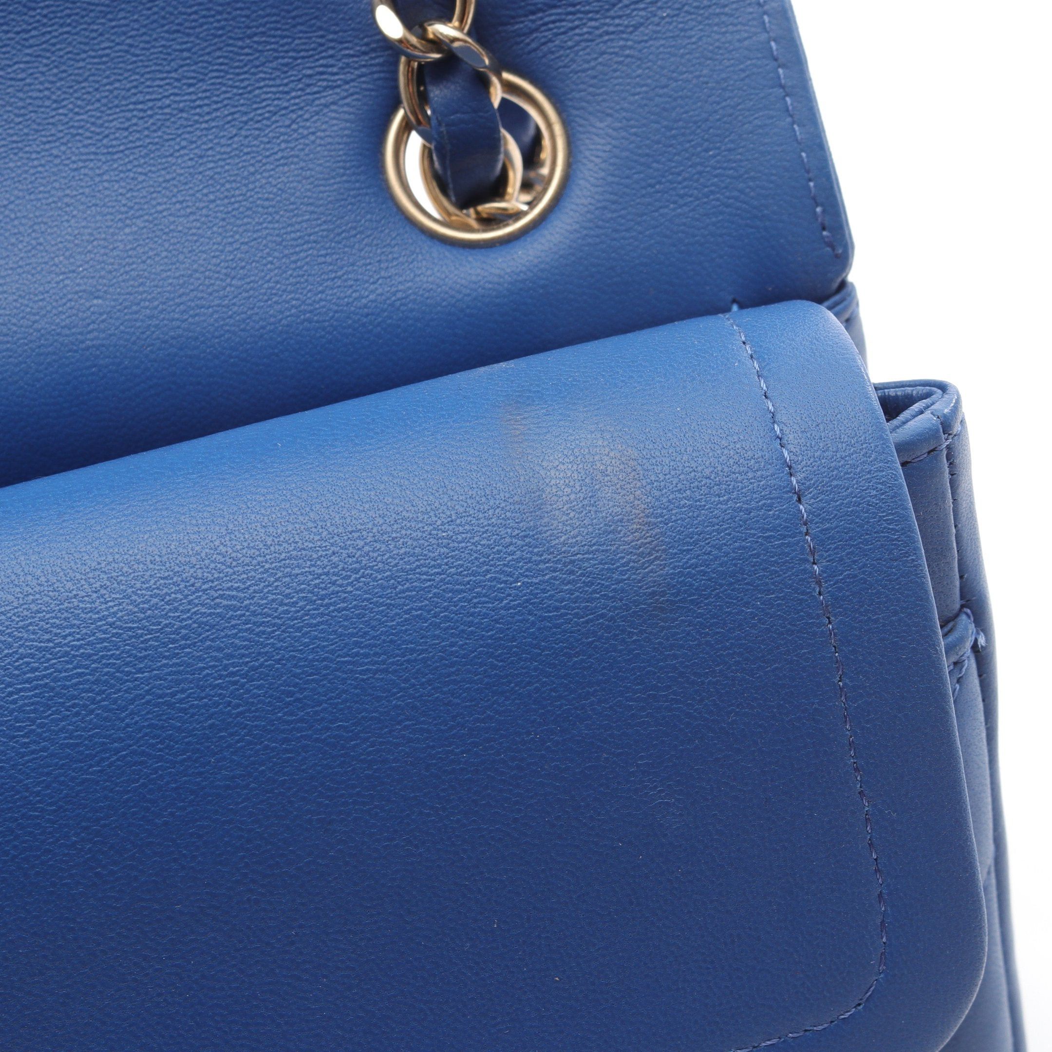 Chanel Chanel Chevron V-Stitch Double Flap Chain Shoulder Bag Lambskin Blue Gold Hardware Size ONE SIZE - 10 Thumbnail