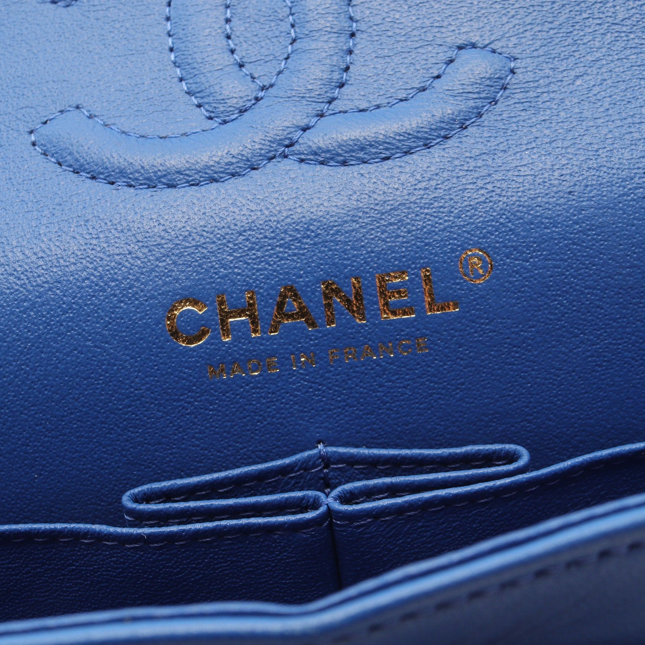 Chanel Chanel Chevron V-Stitch Double Flap Chain Shoulder Bag Lambskin Blue Gold Hardware Size ONE SIZE - 4 Thumbnail