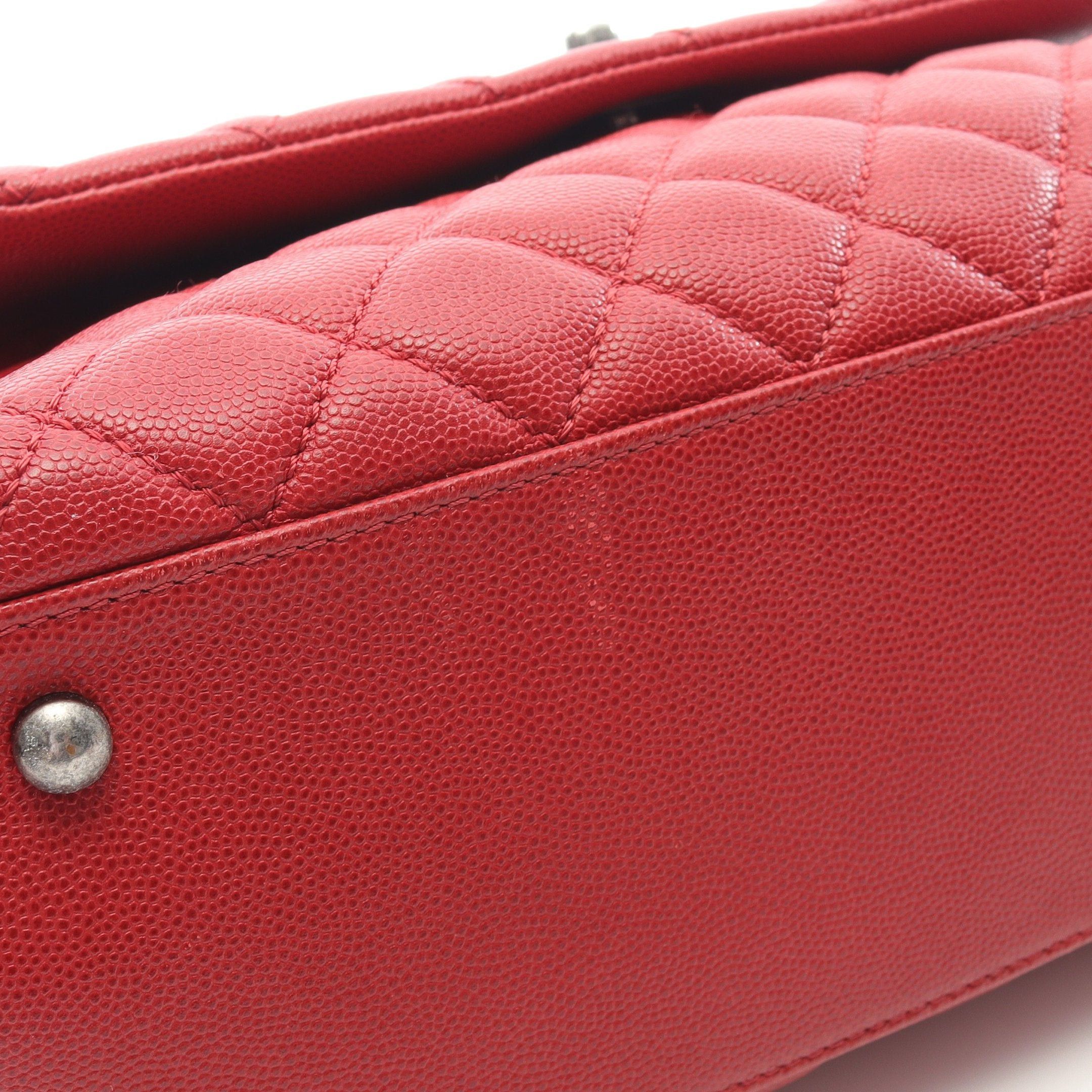 Chanel Chanel Coco Handle 29 Top Flap Bag Matelasse Handbag Caviar Skin Red Antique Silver Hardware Size ONE SIZE - 7 Thumbnail