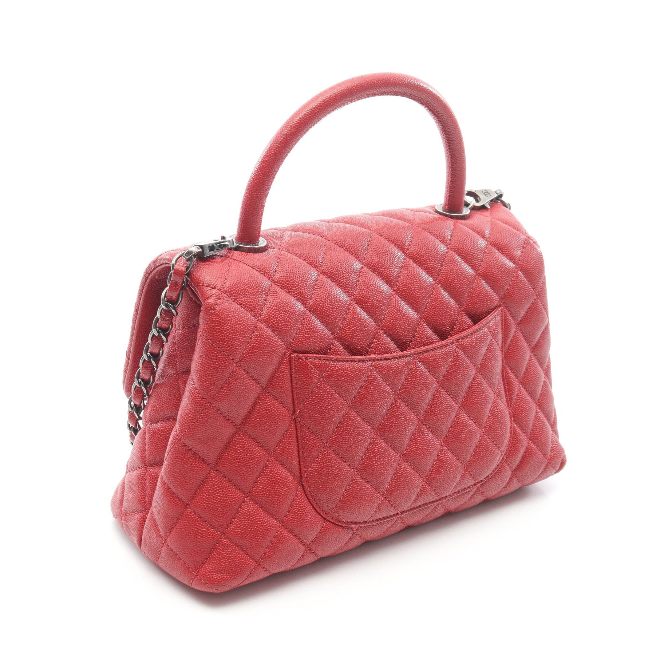 Chanel Chanel Coco Handle 29 Top Flap Bag Matelasse Handbag Caviar Skin Red Antique Silver Hardware Size ONE SIZE - 2 Thumbnail
