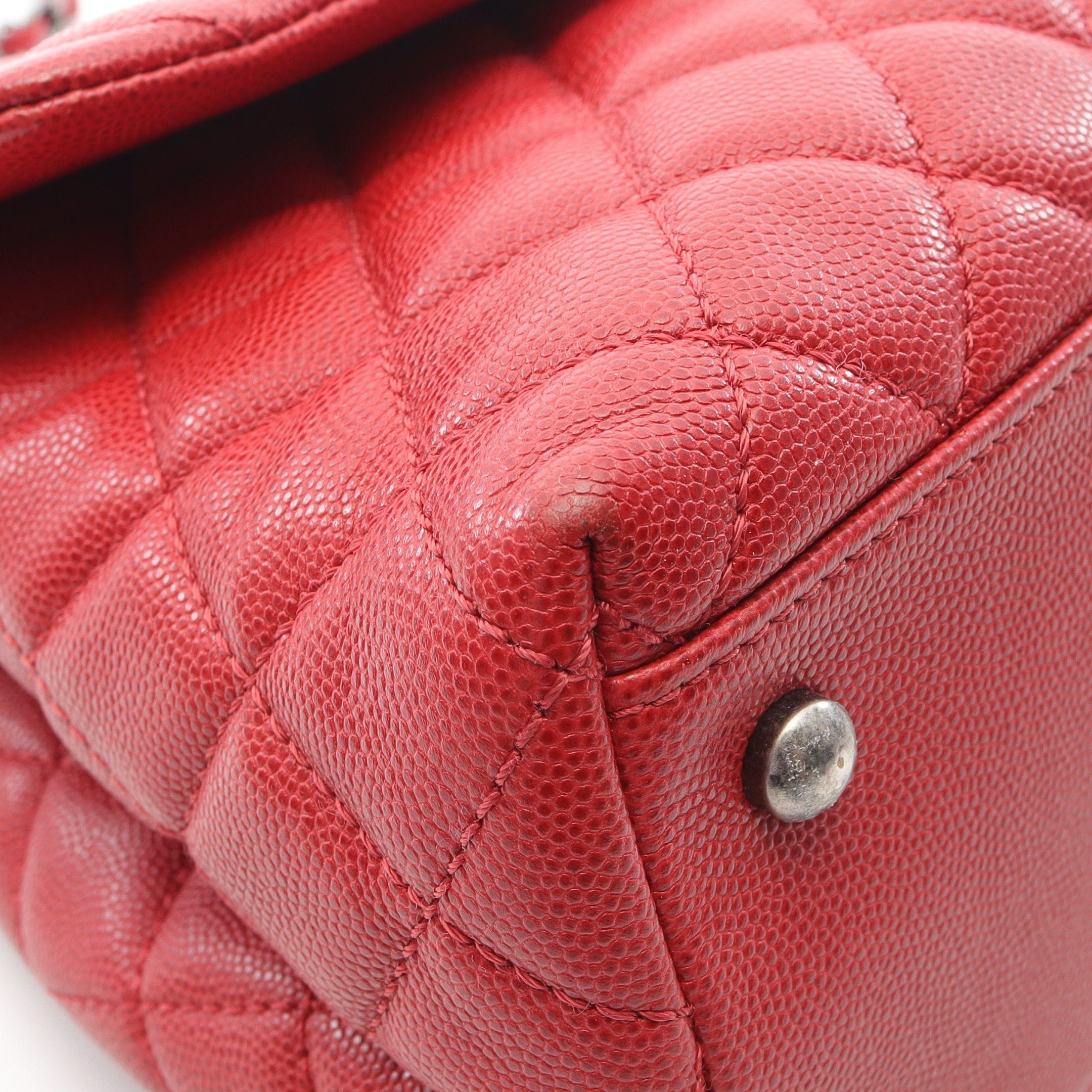 Chanel Chanel Coco Handle 29 Top Flap Bag Matelasse Handbag Caviar Skin Red Antique Silver Hardware Size ONE SIZE - 8 Thumbnail