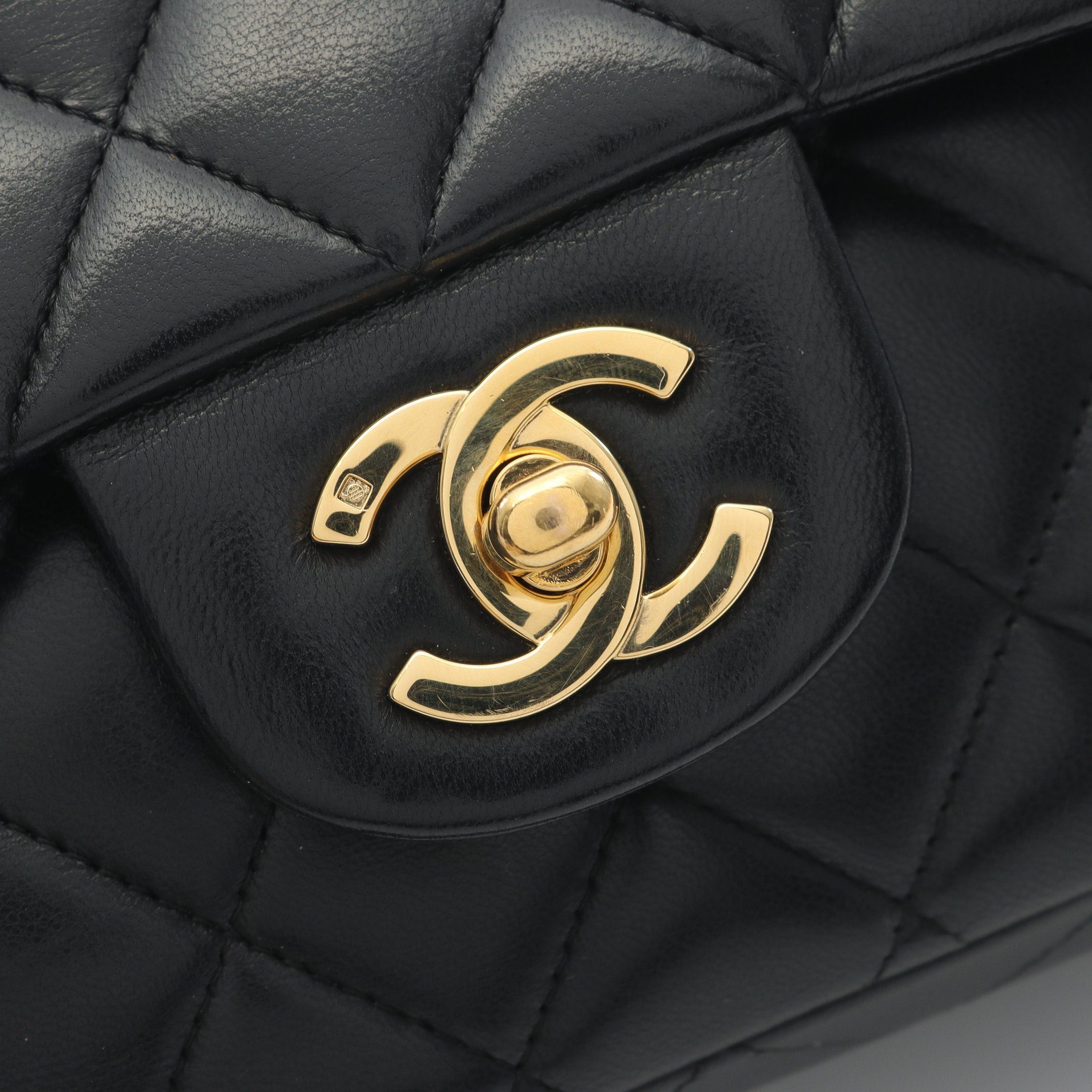 Chanel Chanel Matelasse Double Flap Chain Shoulder Bag Lambskin Black Gold Hardware Size ONE SIZE - 11 Thumbnail