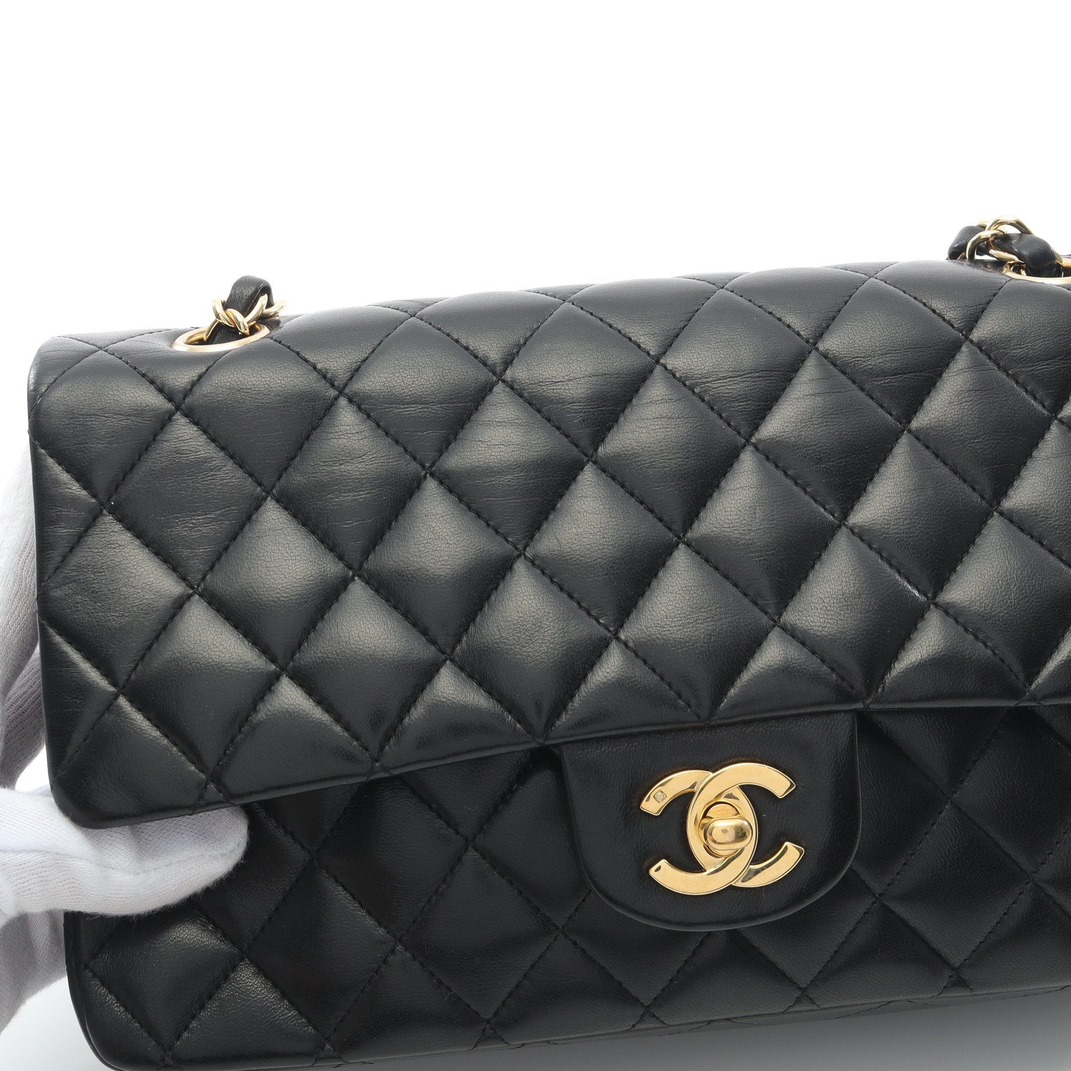 Chanel Chanel Matelasse Double Flap Chain Shoulder Bag Lambskin Black Gold Hardware Size ONE SIZE - 10 Thumbnail
