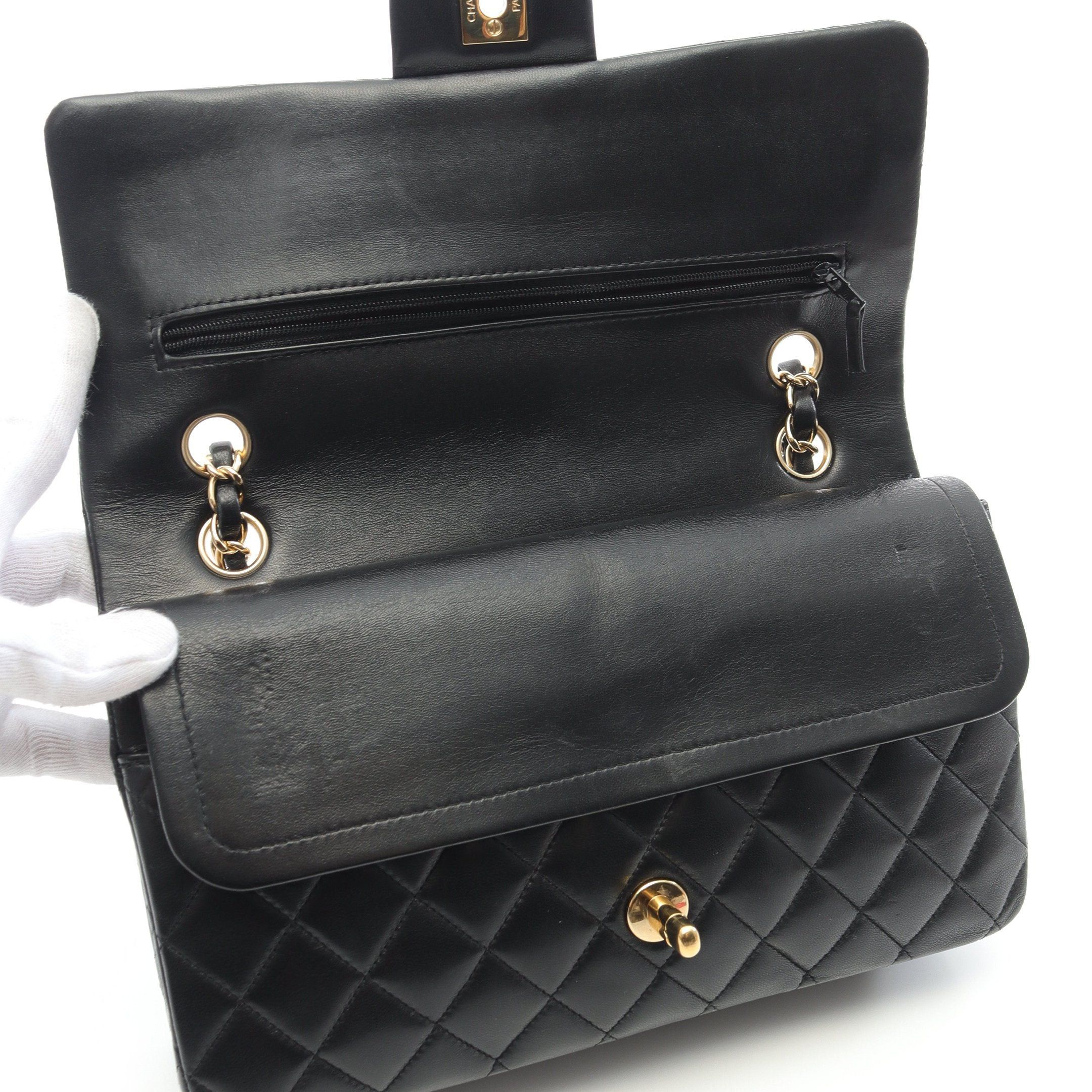 Chanel Chanel Matelasse Double Flap Chain Shoulder Bag Lambskin Black Gold Hardware Size ONE SIZE - 6 Thumbnail