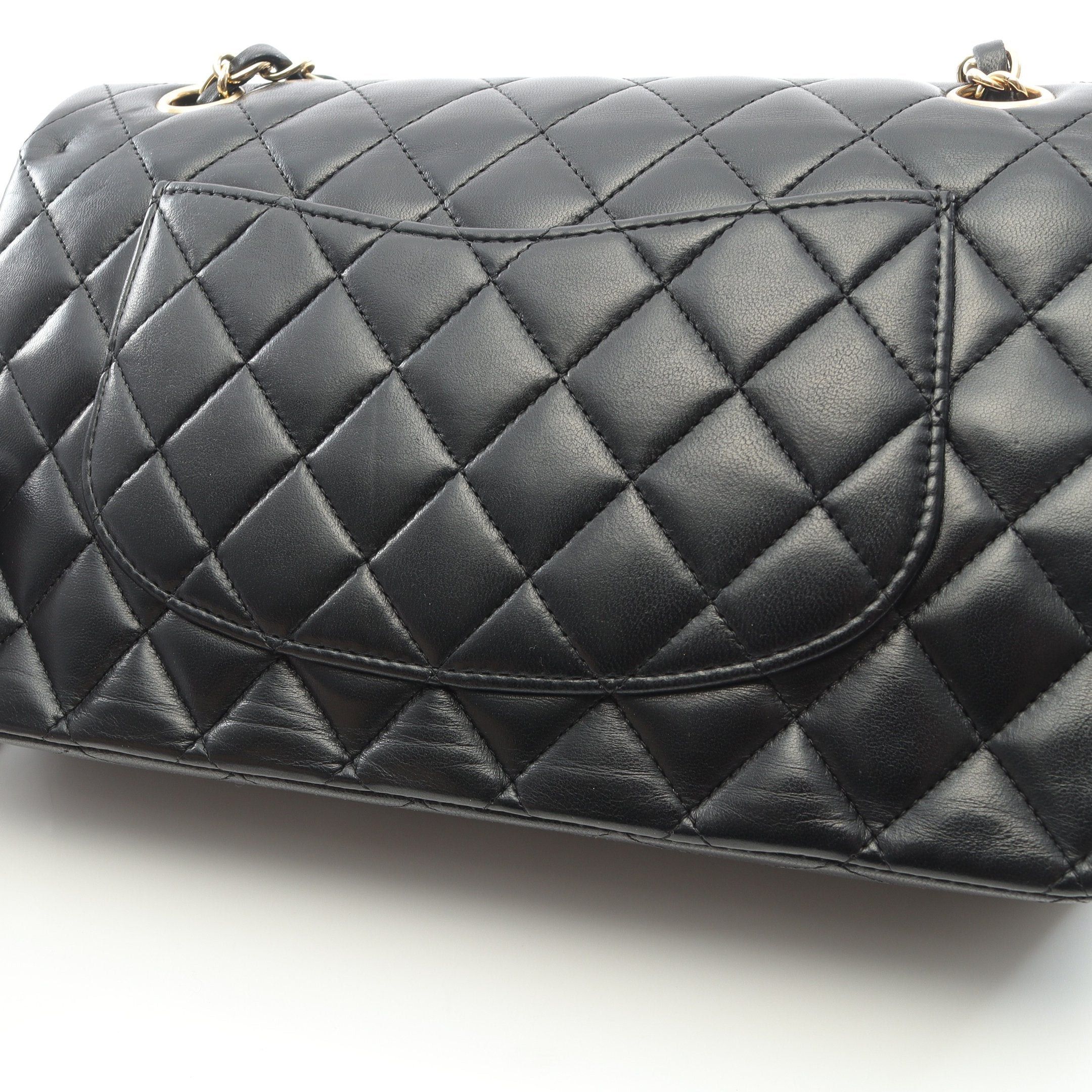 Chanel Chanel Matelasse Double Flap Chain Shoulder Bag Lambskin Black Gold Hardware Size ONE SIZE - 7 Thumbnail