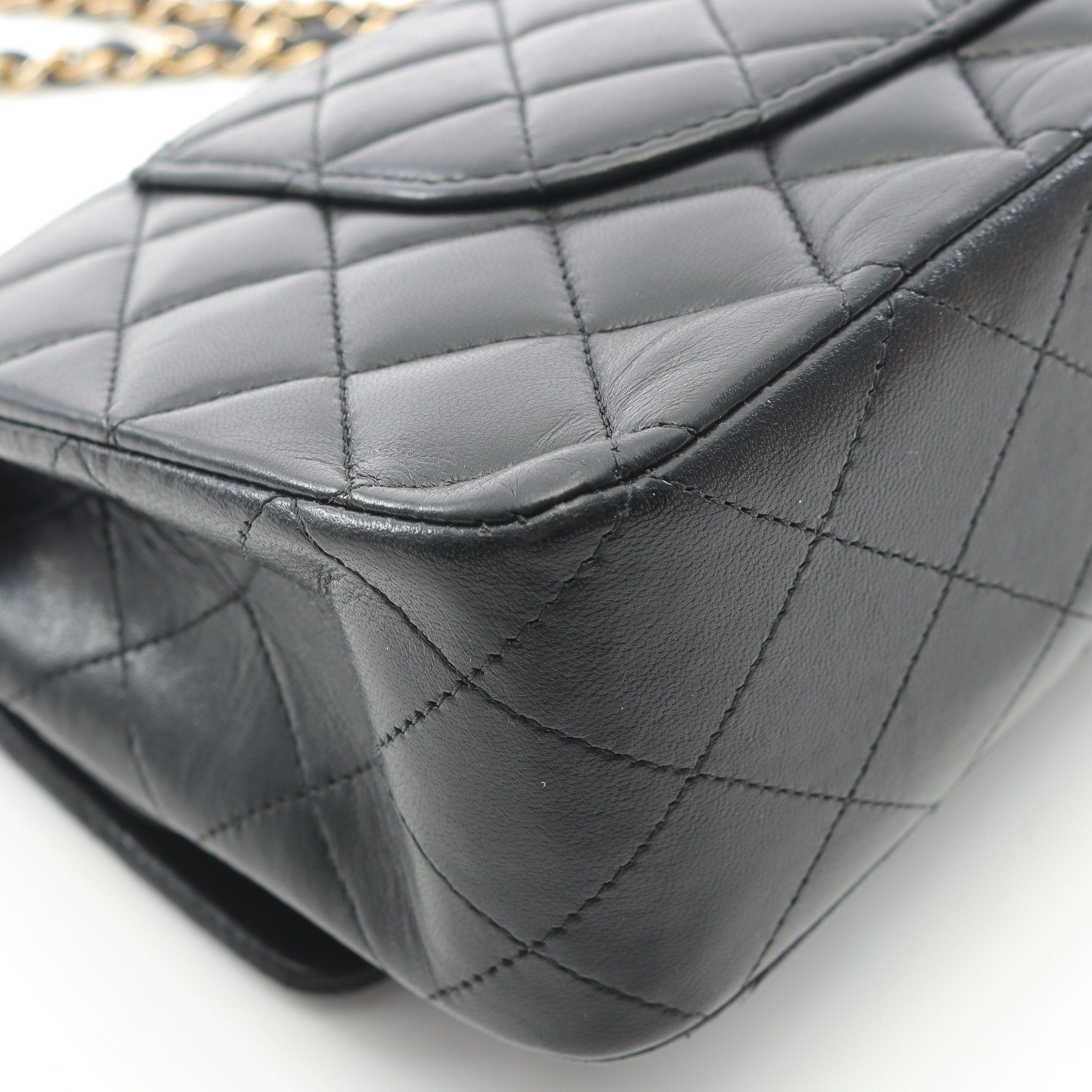 Chanel Chanel Matelasse Double Flap Chain Shoulder Bag Lambskin Black Gold Hardware Size ONE SIZE - 8 Thumbnail