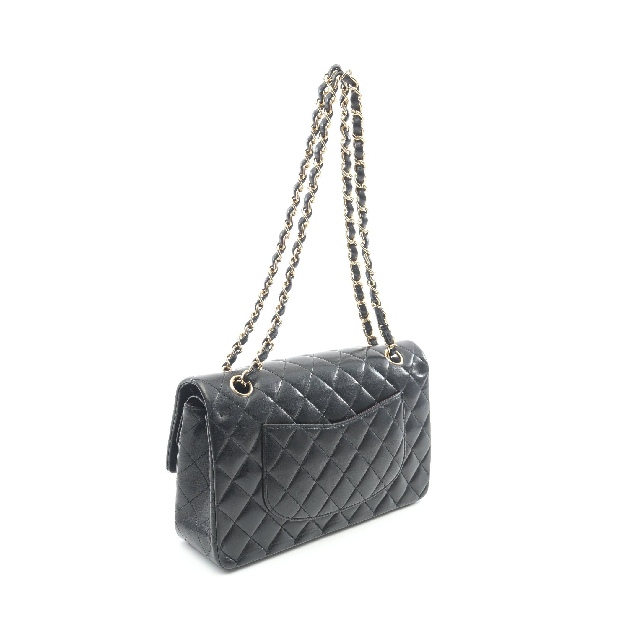 Chanel Chanel Matelasse Double Flap Chain Shoulder Bag Lambskin Black Gold Hardware Size ONE SIZE - 2 Thumbnail