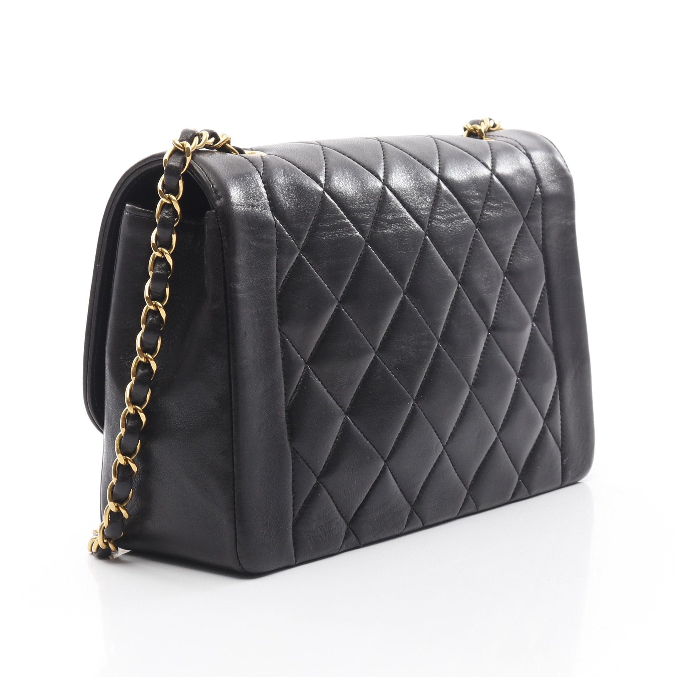 Chanel Chanel Matelasse Diana Flap Chain Shoulder Bag Lambskin Black Gold Hardware Size ONE SIZE - 2 Thumbnail