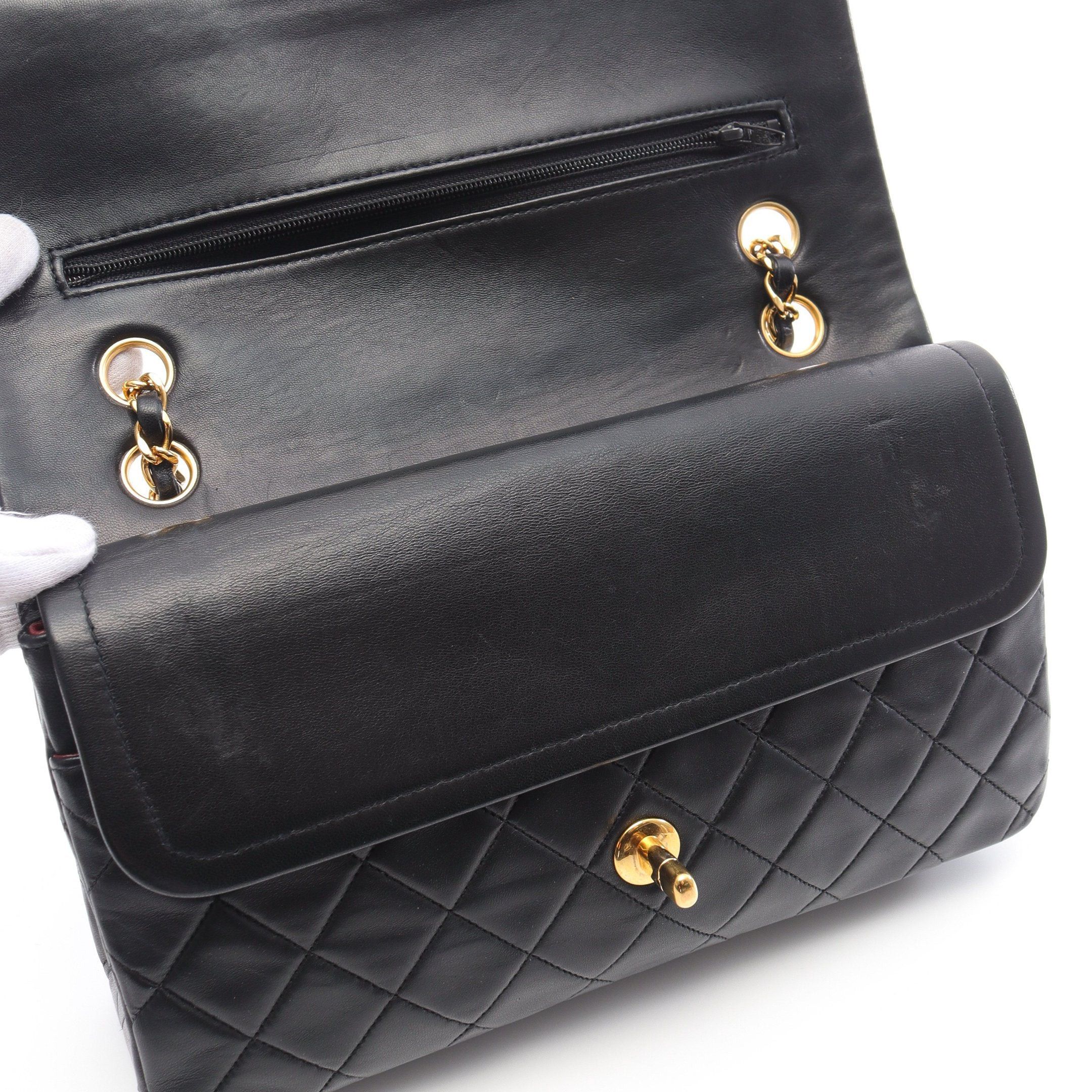 Chanel Chanel Matelasse Double Flap Chain Shoulder Bag Lambskin Black Gold Hardware Size ONE SIZE - 6 Thumbnail