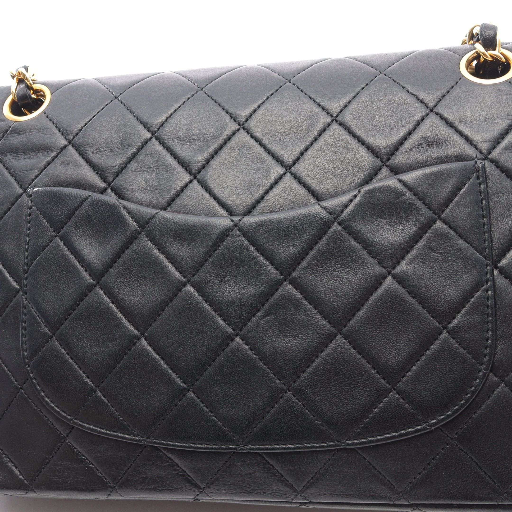 Chanel Chanel Matelasse Double Flap Chain Shoulder Bag Lambskin Black Gold Hardware Size ONE SIZE - 7 Thumbnail