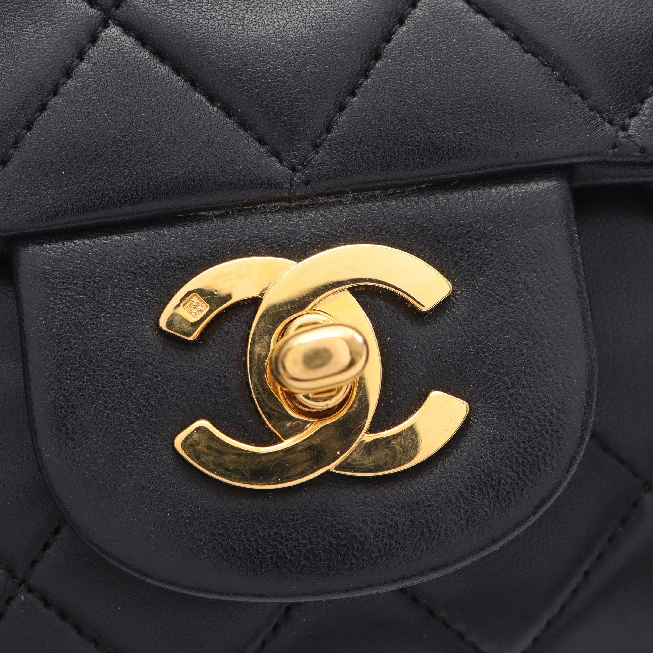 Chanel Chanel Matelasse Double Flap Chain Shoulder Bag Lambskin Black Gold Hardware Size ONE SIZE - 10 Thumbnail