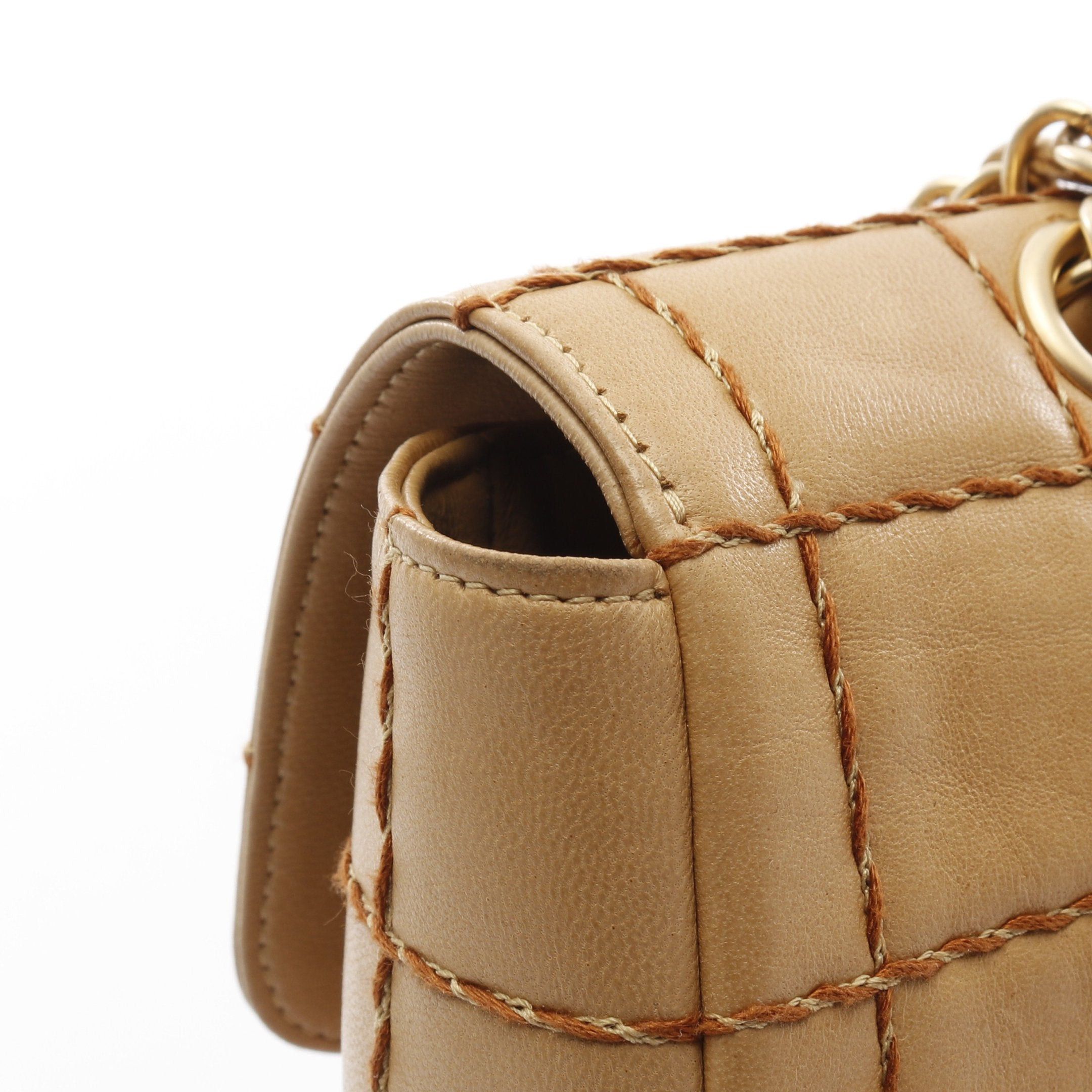 Chanel Chanel Chocolate Bar Wild Stitch Chain Shoulder Bag Lambskin Beige Gold Hardware Size ONE SIZE - 10 Thumbnail