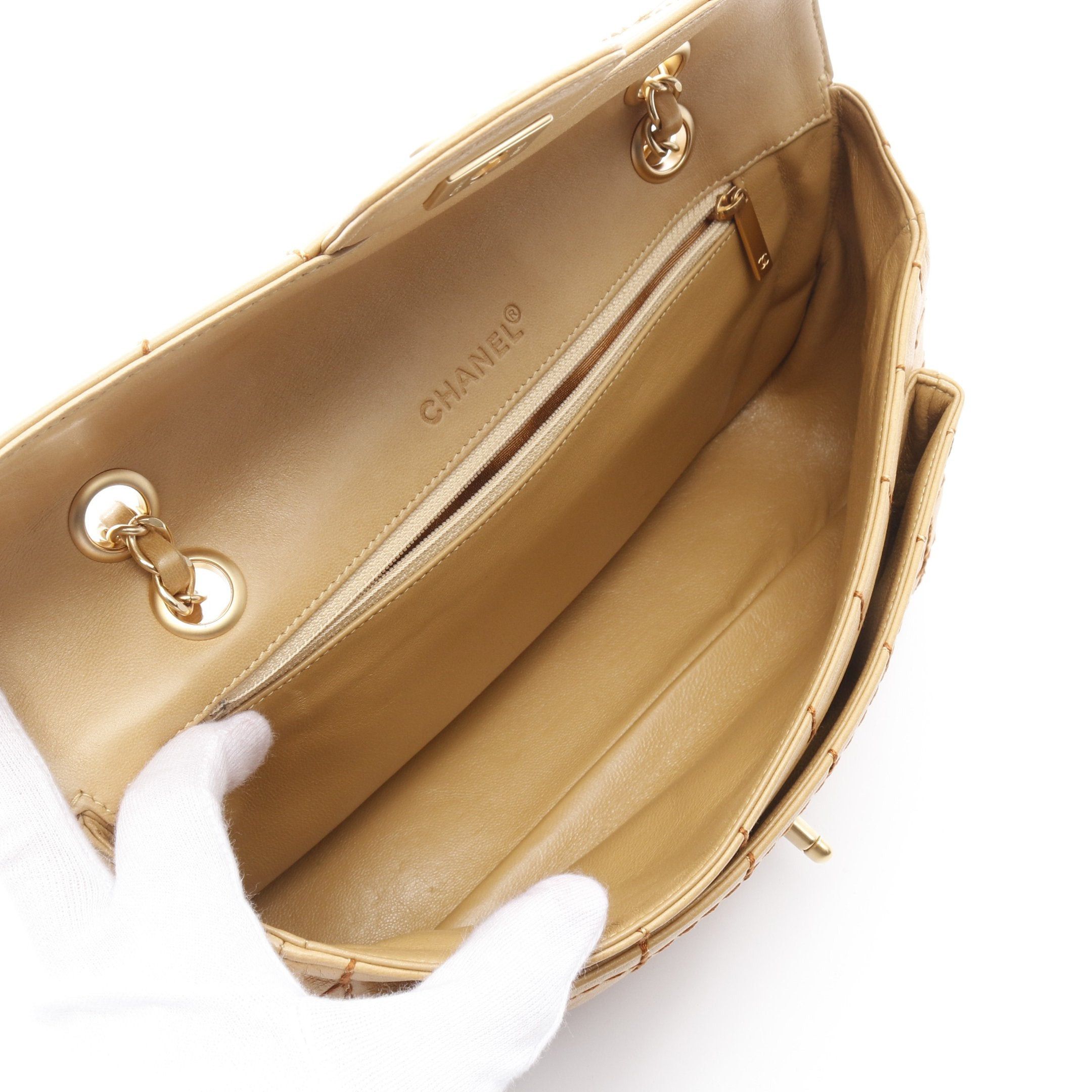 Chanel Chanel Chocolate Bar Wild Stitch Chain Shoulder Bag Lambskin Beige Gold Hardware Size ONE SIZE - 3 Thumbnail