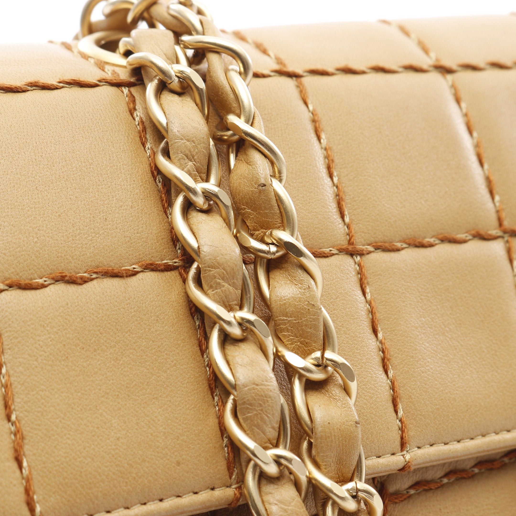 Chanel Chanel Chocolate Bar Wild Stitch Chain Shoulder Bag Lambskin Beige Gold Hardware Size ONE SIZE - 8 Thumbnail