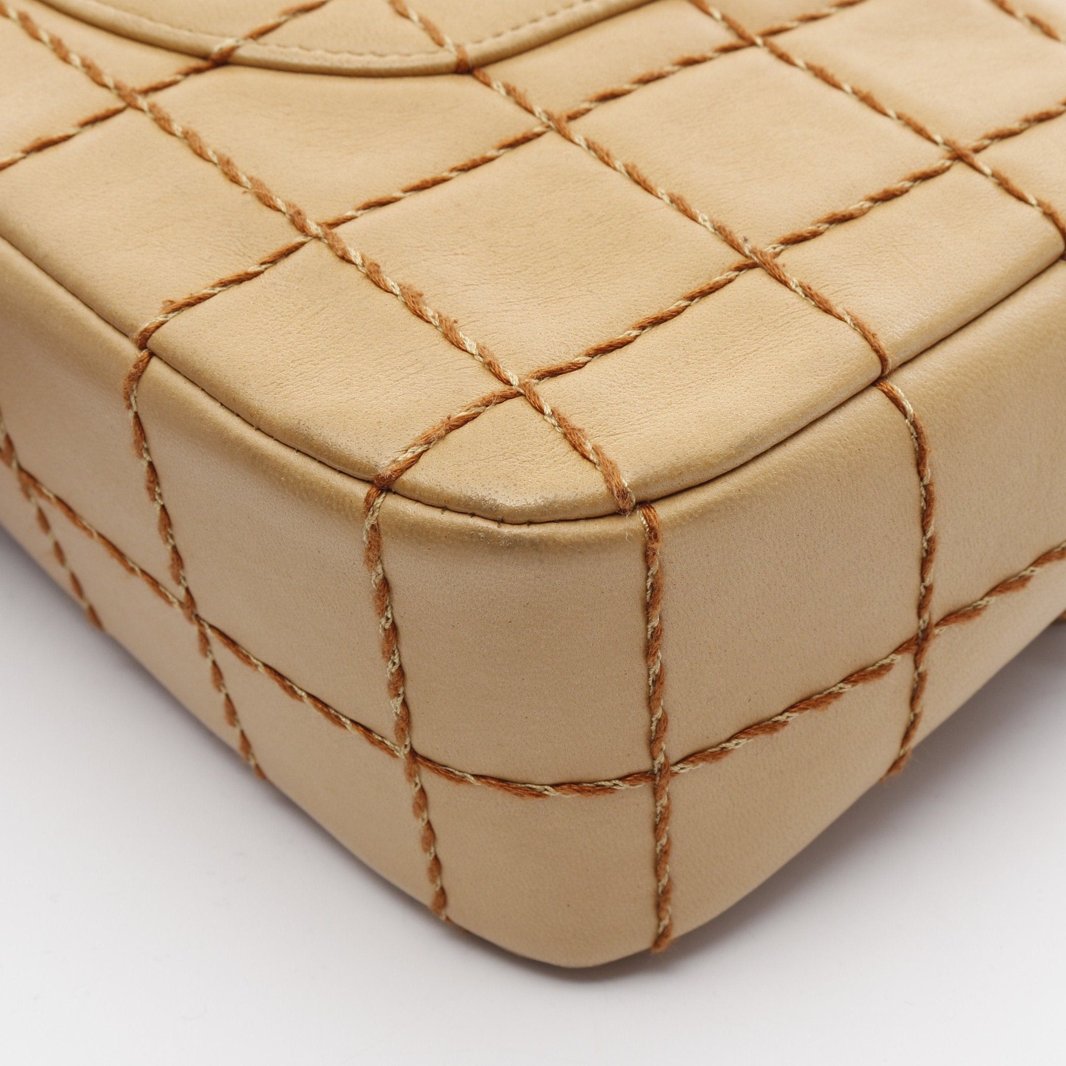 Chanel Chanel Chocolate Bar Wild Stitch Chain Shoulder Bag Lambskin Beige Gold Hardware Size ONE SIZE - 7 Thumbnail