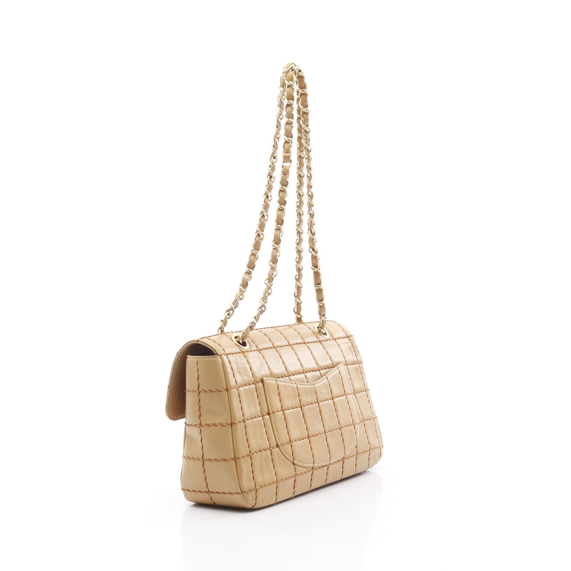 Chanel Chanel Chocolate Bar Wild Stitch Chain Shoulder Bag Lambskin Beige Gold Hardware Size ONE SIZE - 2 Thumbnail