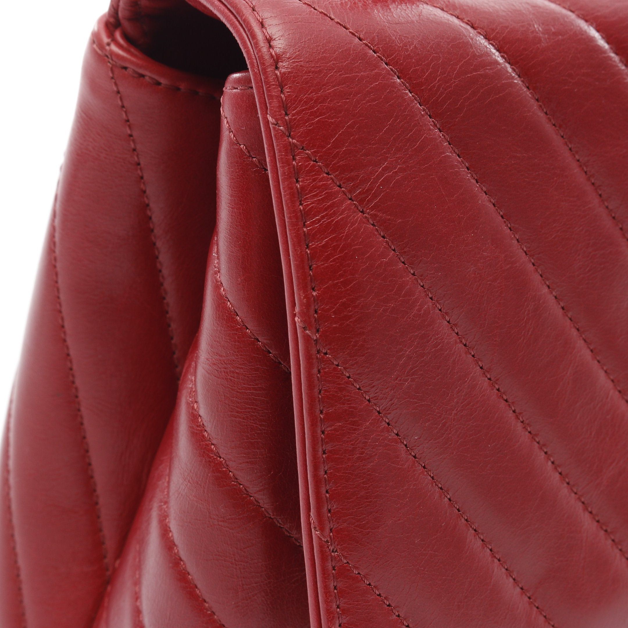 Chanel Chanel Coco Handle 29 Top Flap Bag V-Stitch Chevron Handbag Leather Red Gold Hardware Size ONE SIZE - 10 Thumbnail
