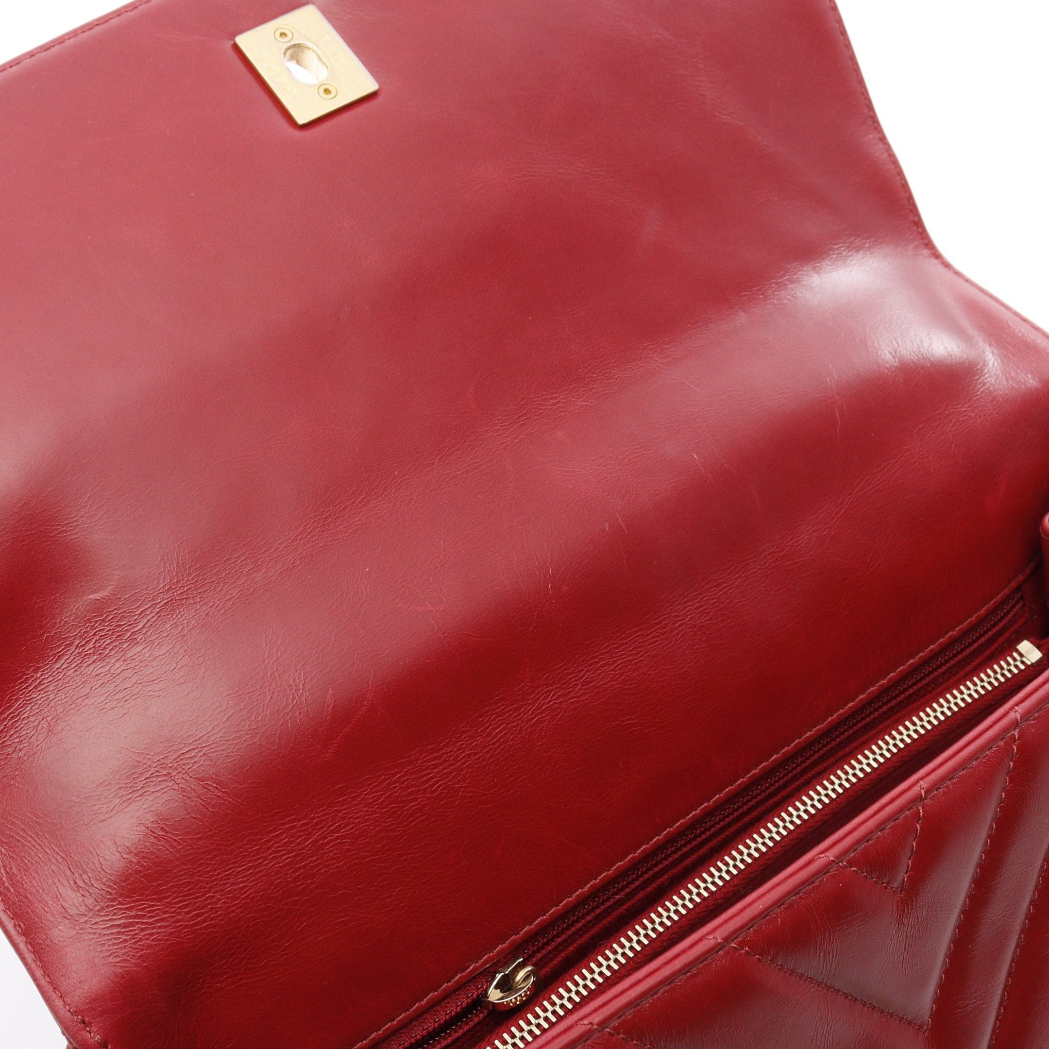 Chanel Chanel Coco Handle 29 Top Flap Bag V-Stitch Chevron Handbag Leather Red Gold Hardware Size ONE SIZE - 11 Thumbnail