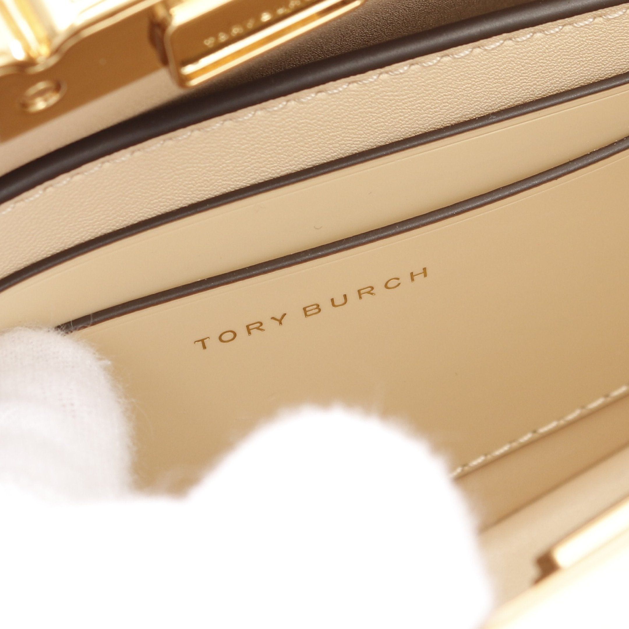 Tory Burch Tory Burch Mini Eleanor Satchel Handbag Leather Beige Size ONE SIZE - 4 Thumbnail