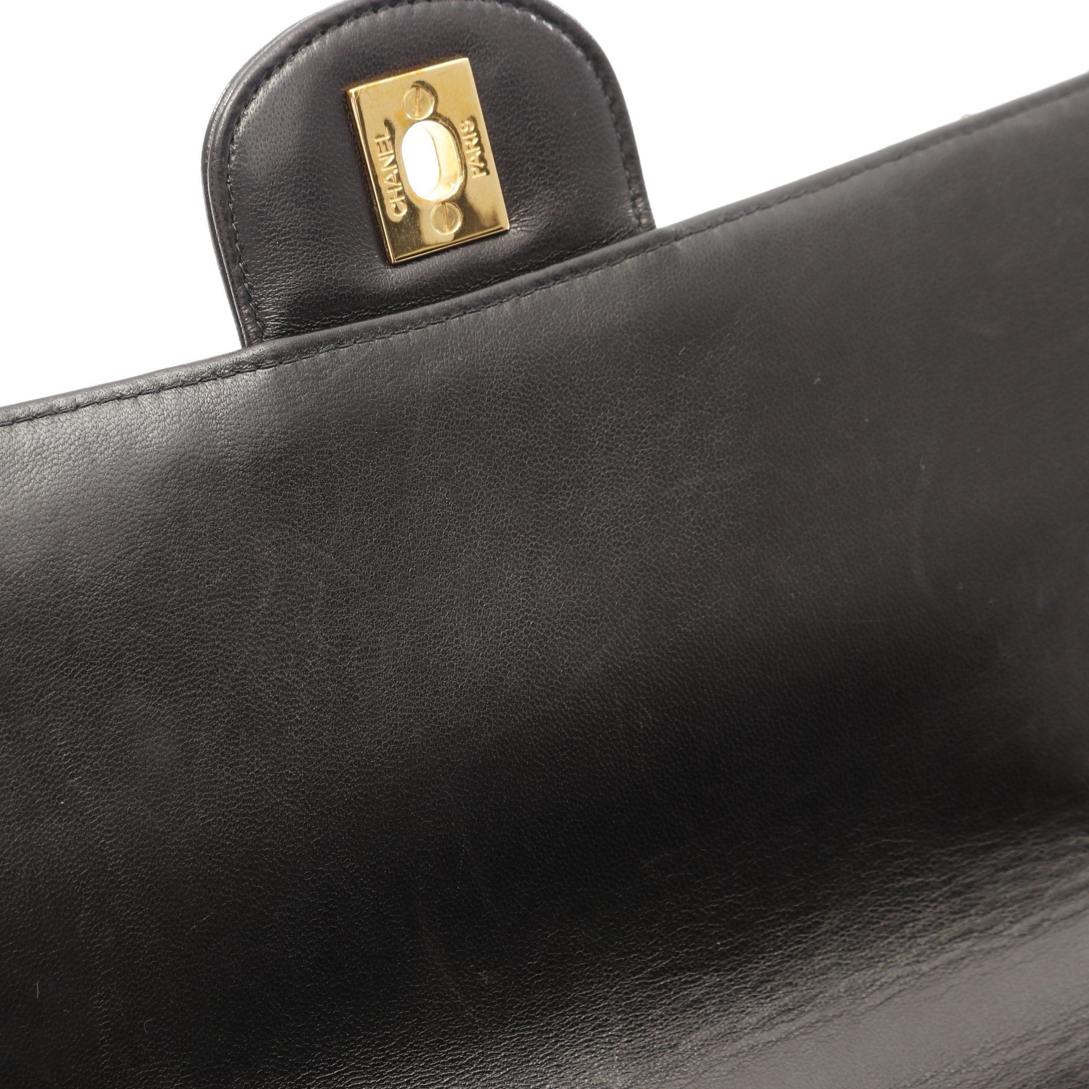 Chanel Chanel Decamatlassé 30 Single Flap Double Chain Shoulder Bag Lambskin Black Gold Hardware Size ONE SIZE - 9 Thumbnail