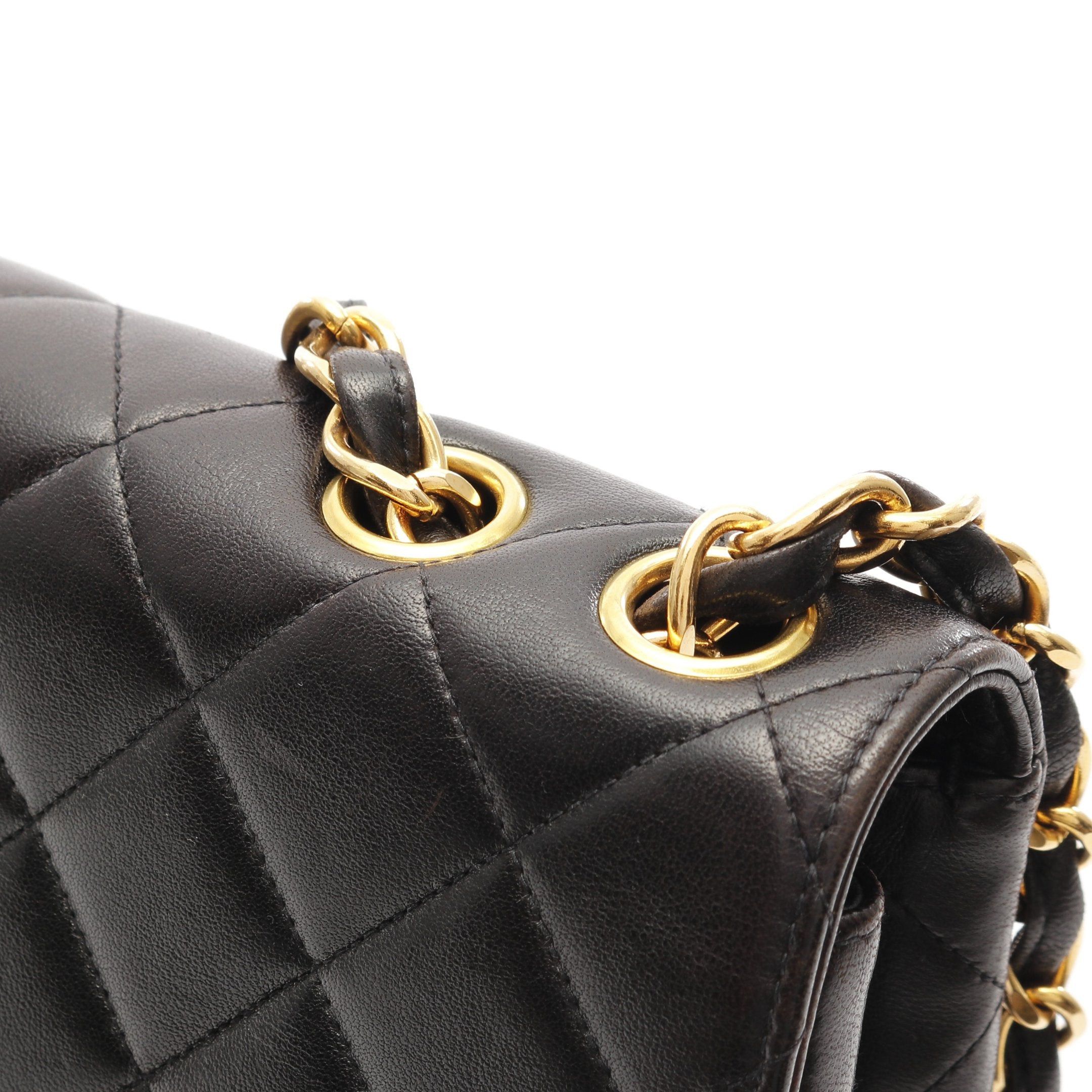 Chanel Chanel Decamatlassé 30 Single Flap Double Chain Shoulder Bag Lambskin Black Gold Hardware Size ONE SIZE - 8 Thumbnail