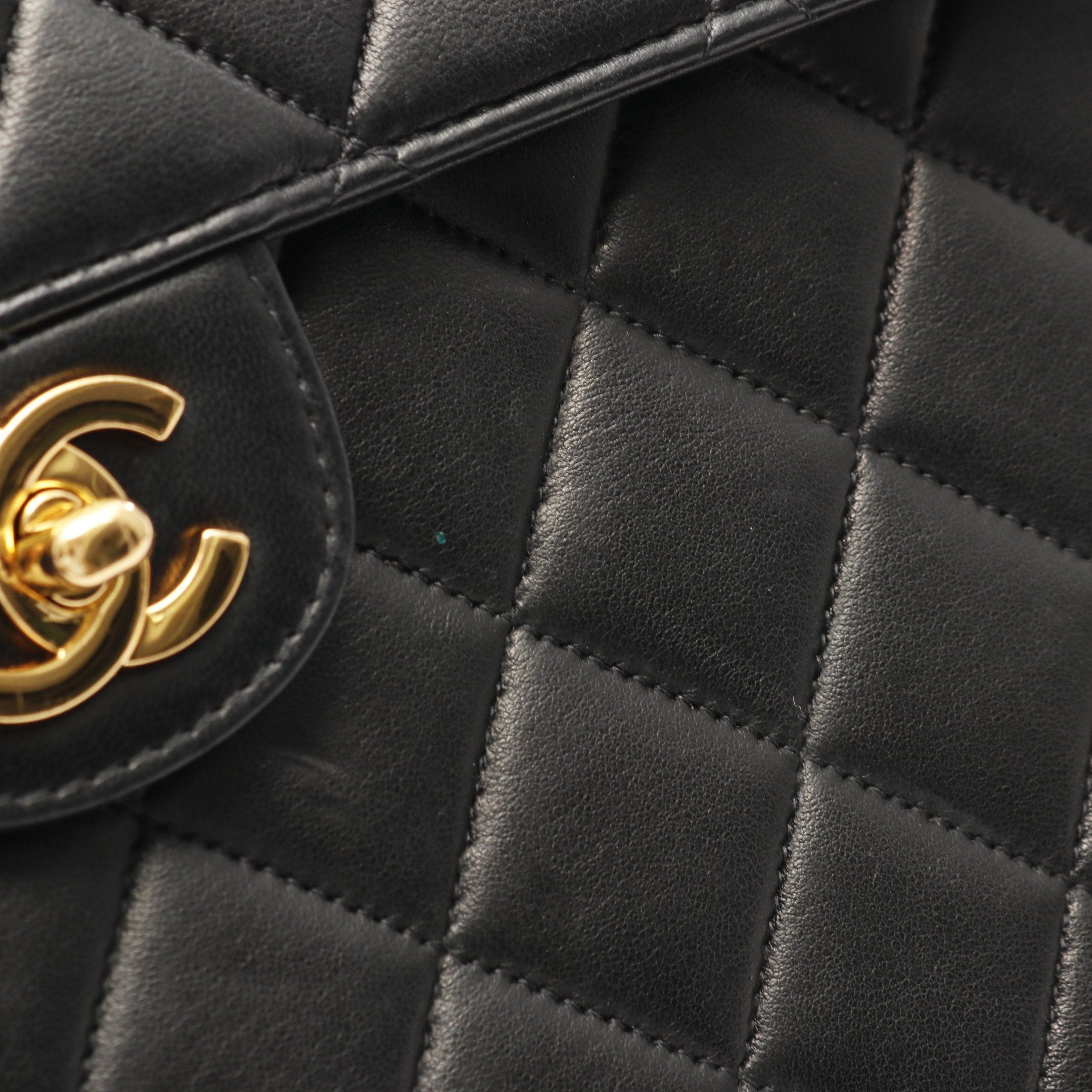 Chanel Chanel Decamatlassé 30 Single Flap Double Chain Shoulder Bag Lambskin Black Gold Hardware Size ONE SIZE - 9 Thumbnail