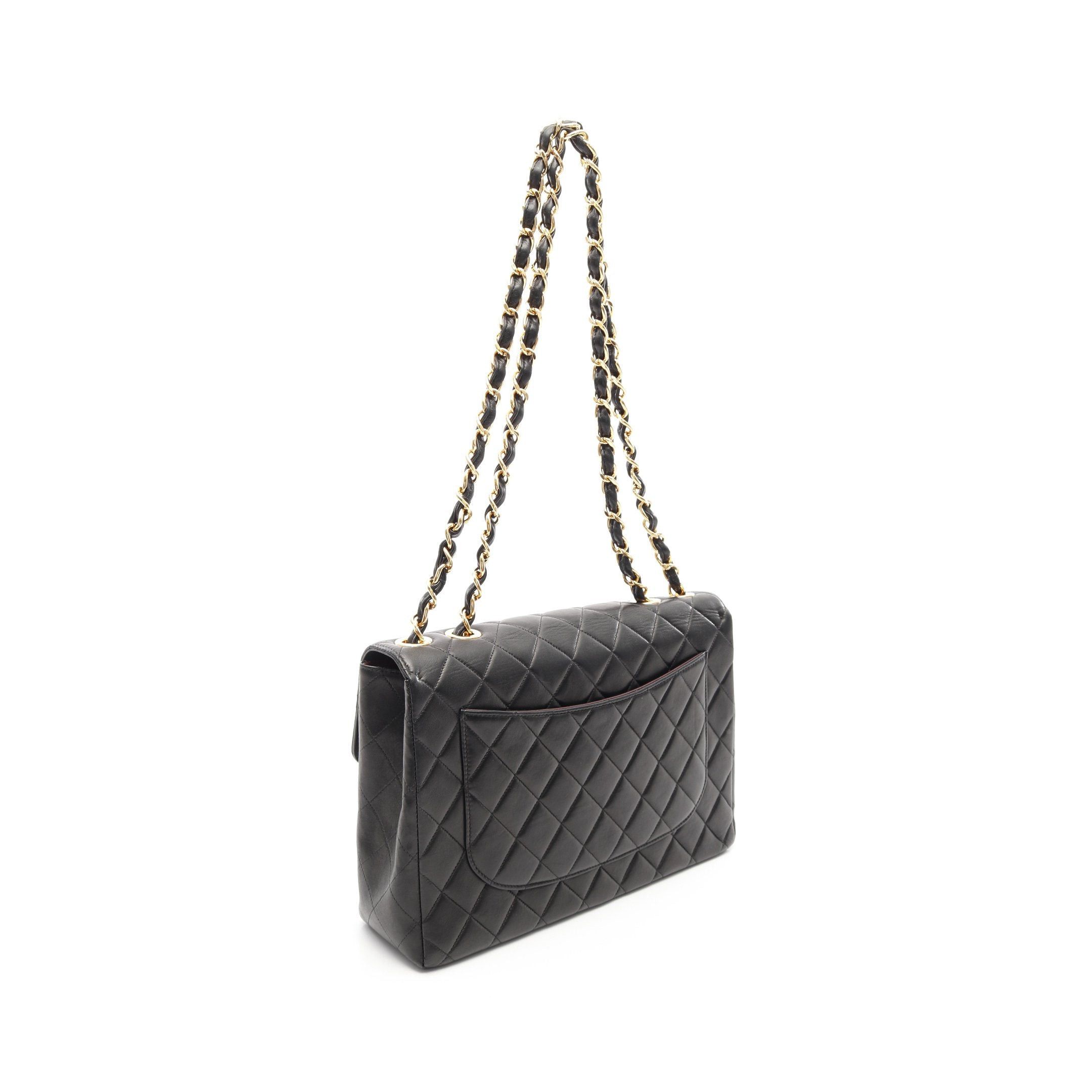 Chanel Chanel Decamatlassé 30 Single Flap Double Chain Shoulder Bag Lambskin Black Gold Hardware Size ONE SIZE - 2 Thumbnail