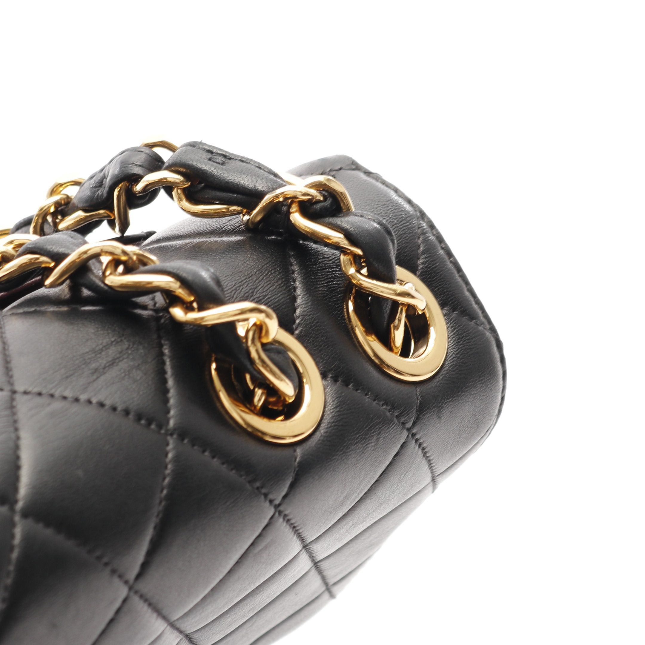 Chanel Chanel Decamatlassé 30 Single Flap Double Chain Shoulder Bag Lambskin Black Gold Hardware Size ONE SIZE - 8 Thumbnail