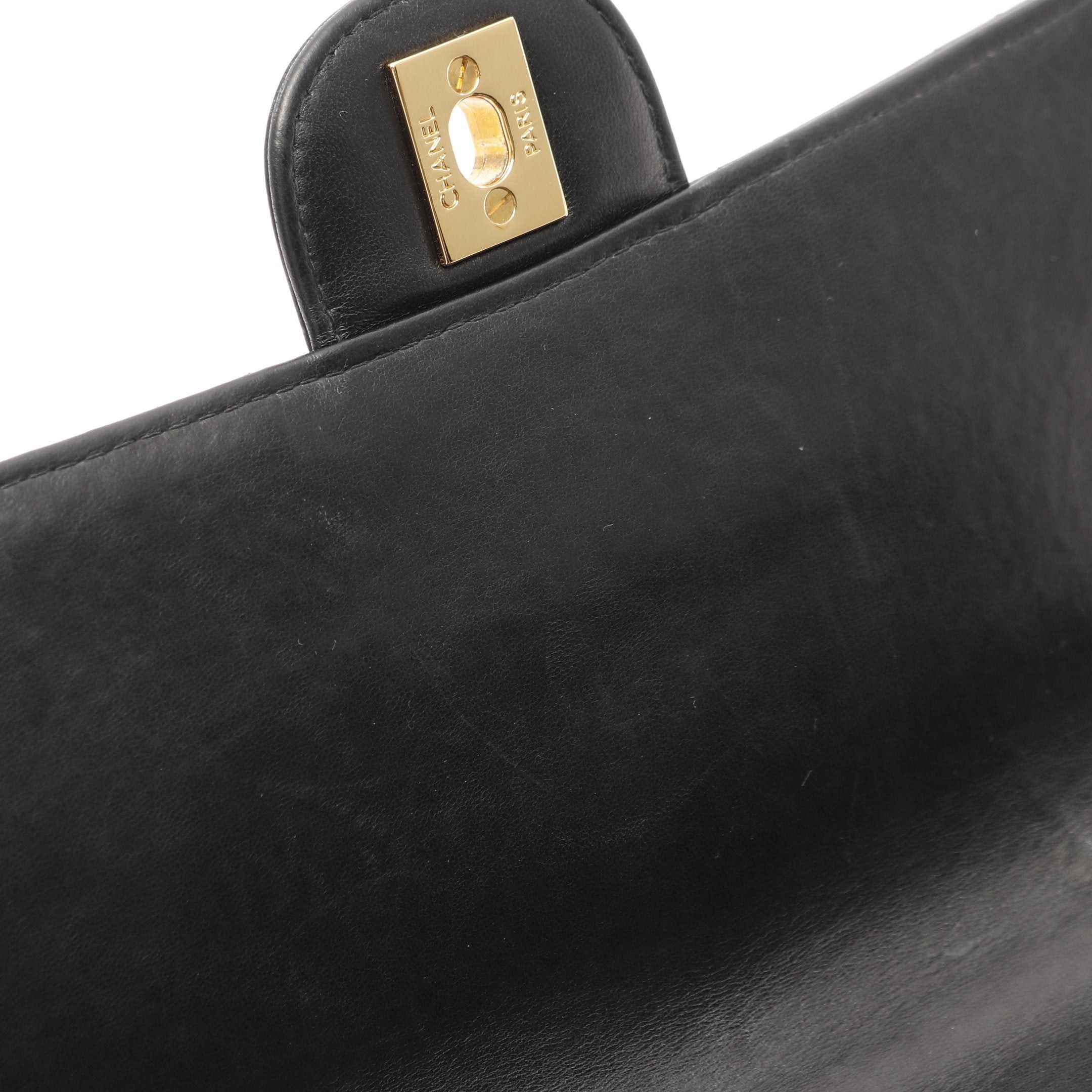 Chanel Chanel Decamatlassé 30 Single Flap Double Chain Shoulder Bag Lambskin Black Gold Hardware Size ONE SIZE - 10 Thumbnail