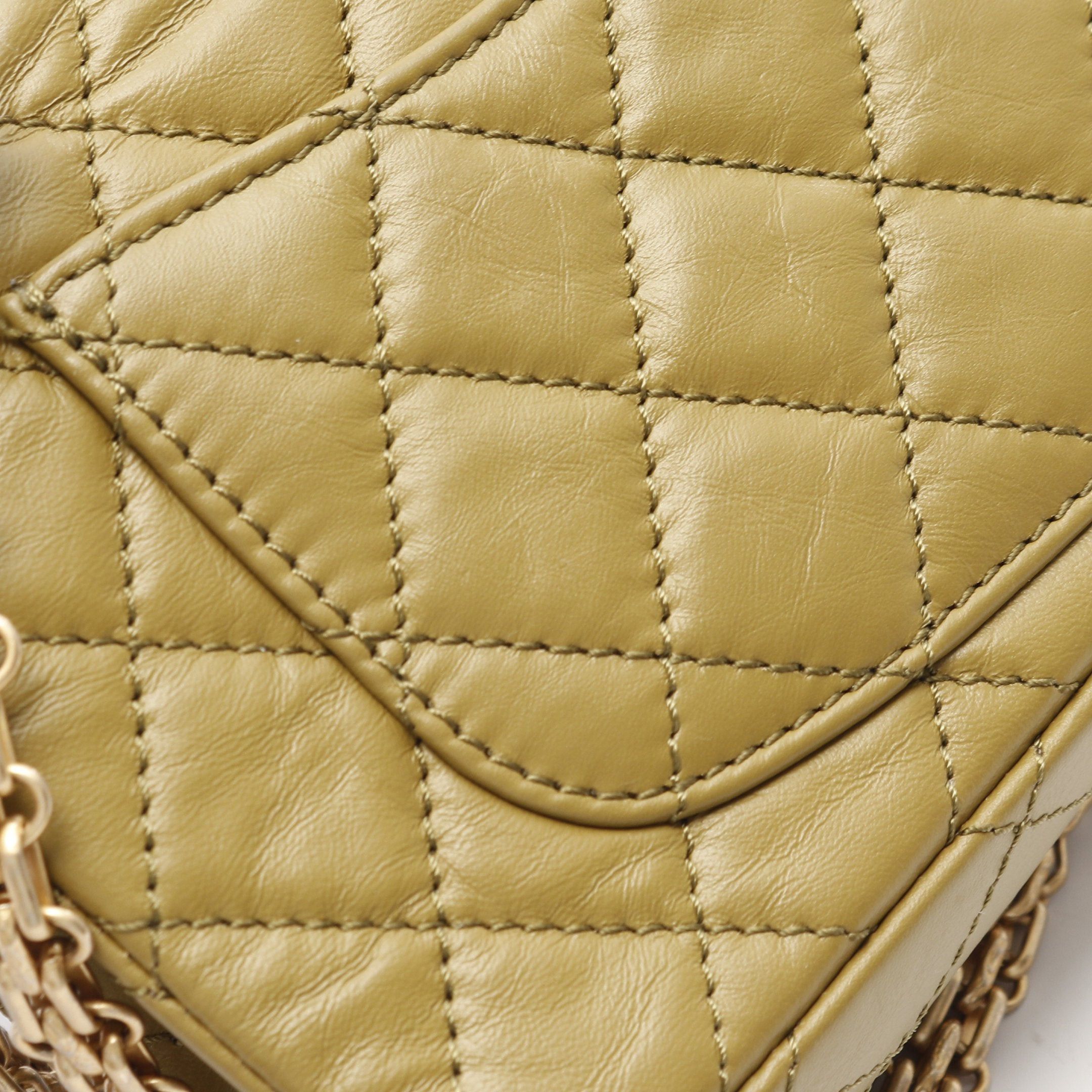 Chanel Chanel 2.55 Matelasse Mademoiselle Chain Double Shoulder Bag Aged Calfskin Khaki Brown Gold Hardware Size ONE SIZE - 10 Thumbnail