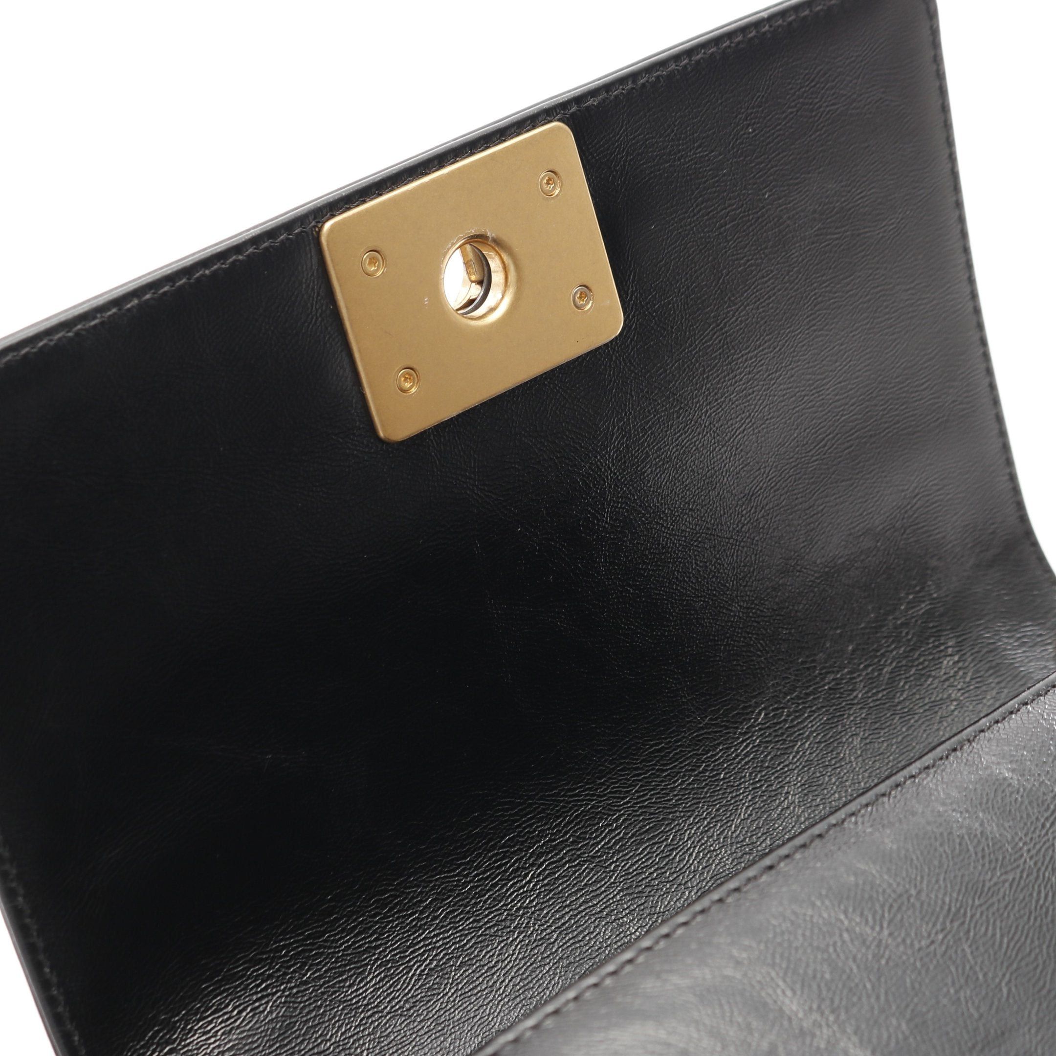 Chanel Chanel Boy Chanel Small Chain Shoulder Bag Leather Black Gold Hardware Size ONE SIZE - 10 Thumbnail