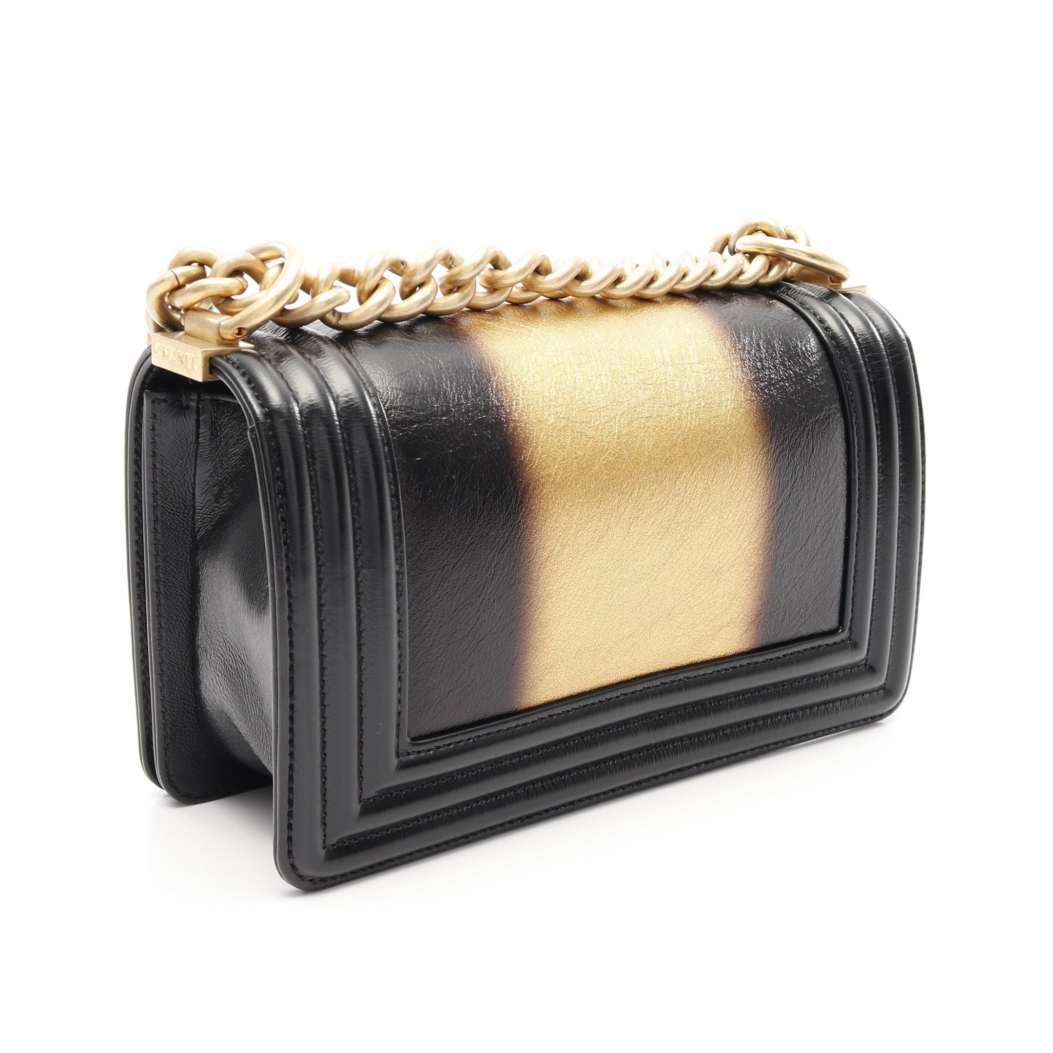 Chanel Chanel Boy Chanel Small Chain Shoulder Bag Leather Black Gold Hardware Size ONE SIZE - 2 Thumbnail