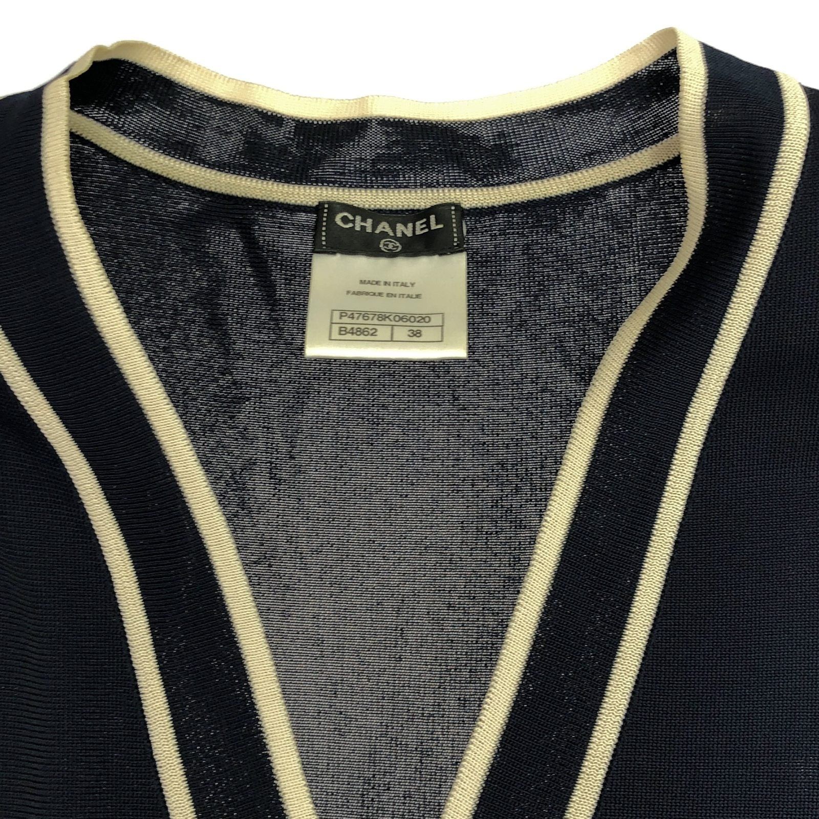 Chanel Chanel Sleeveless Knit Rayon Navy Size ONE SIZE - 7 Thumbnail