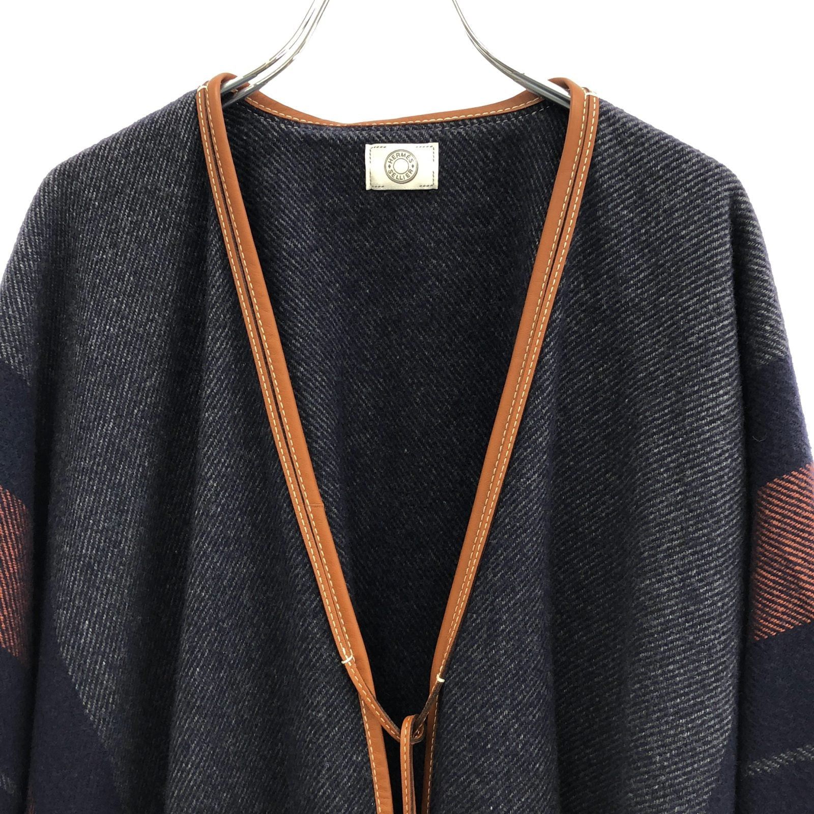 Hermes Hermes Poncho Wool Navy Size ONE SIZE - 9 Thumbnail