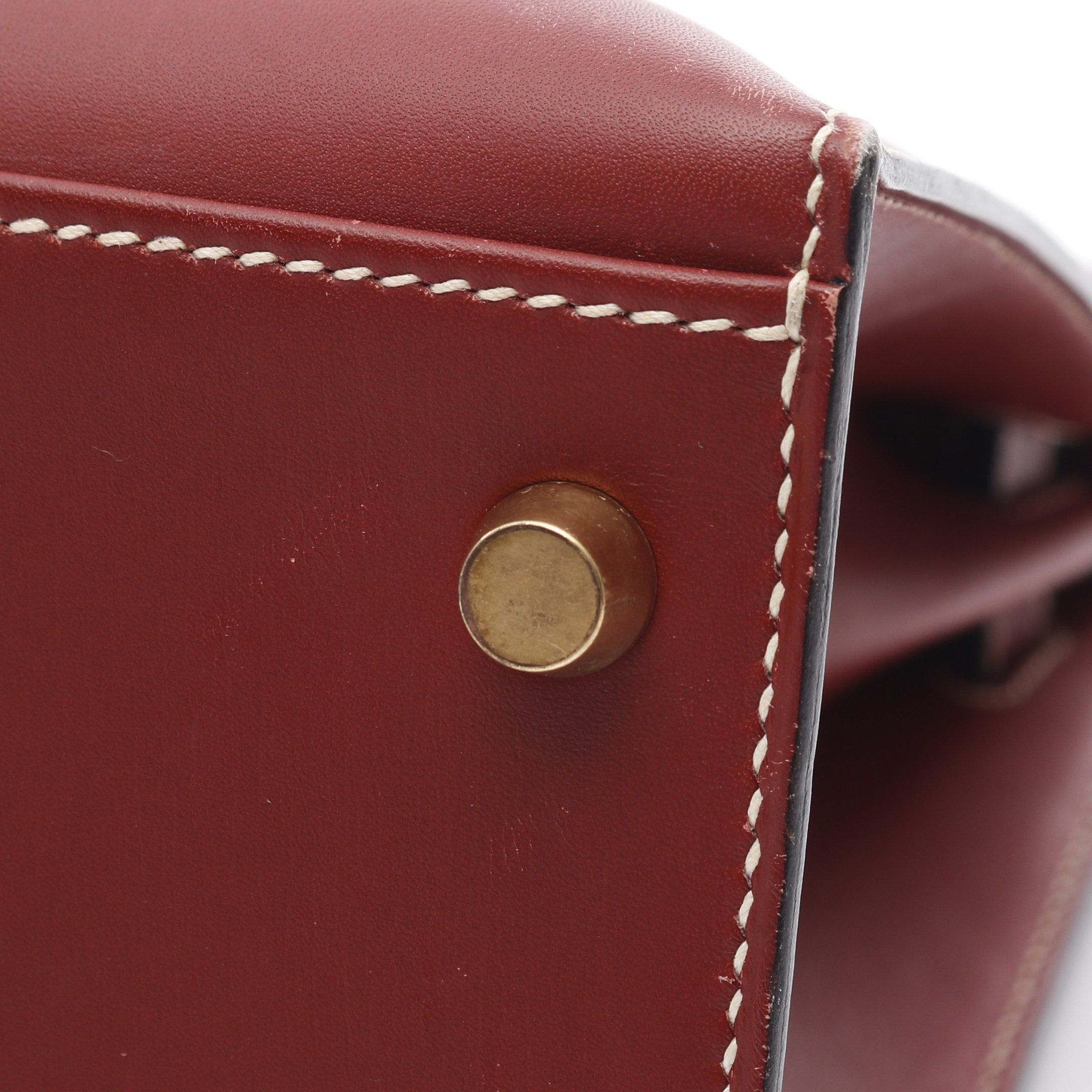 Hermes Hermes Kelly32 Rouge Ash Handbag Veau Chamonix Red Brown Gold Hardware Stamp Size ONE SIZE - 13 Thumbnail