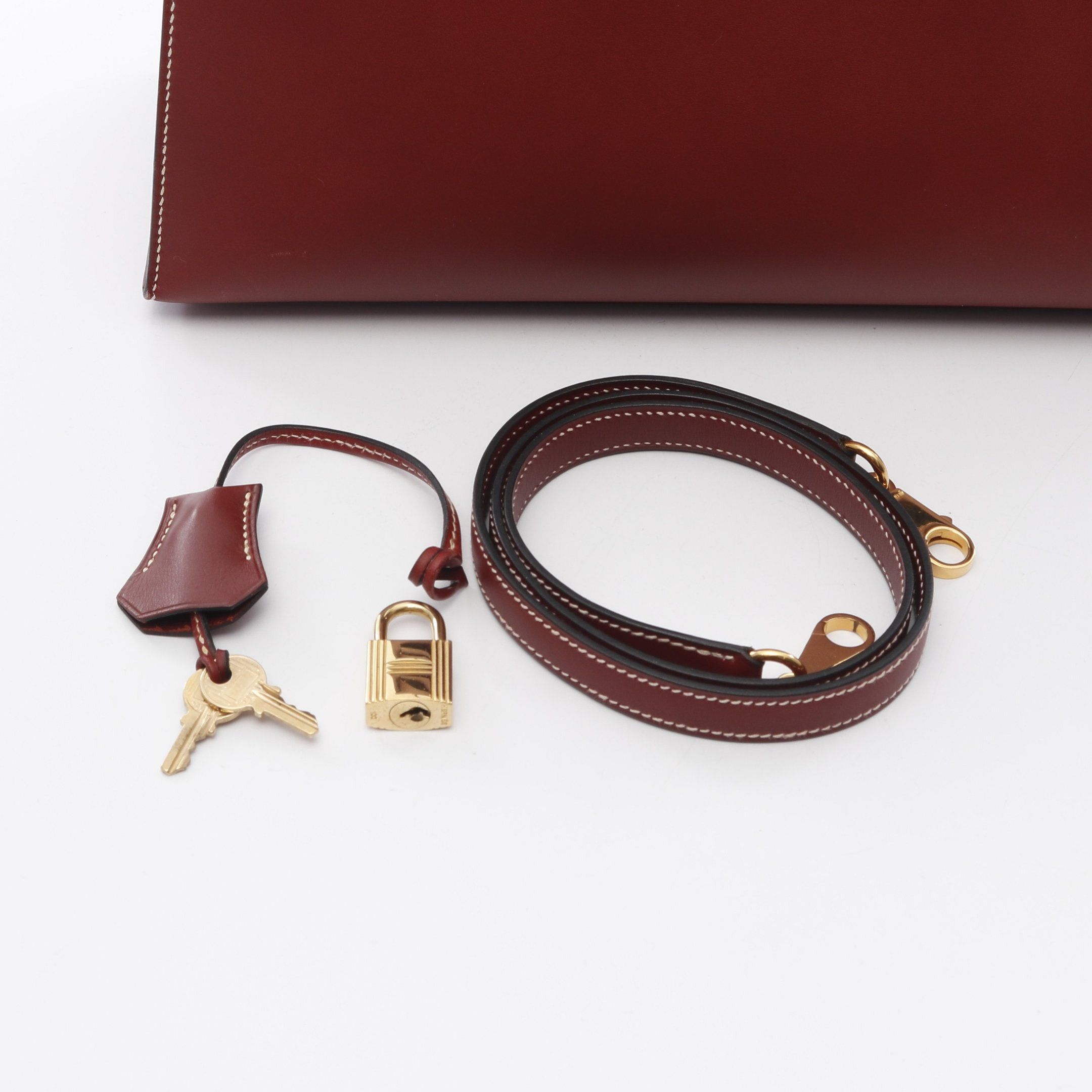 Hermes Hermes Kelly32 Rouge Ash Handbag Veau Chamonix Red Brown Gold Hardware Stamp Size ONE SIZE - 6 Thumbnail