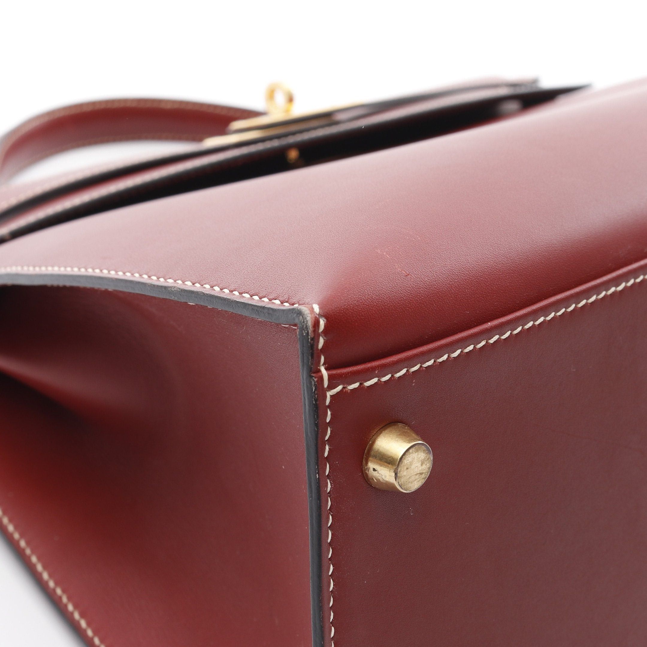 Hermes Hermes Kelly32 Rouge Ash Handbag Veau Chamonix Red Brown Gold Hardware Stamp Size ONE SIZE - 7 Thumbnail