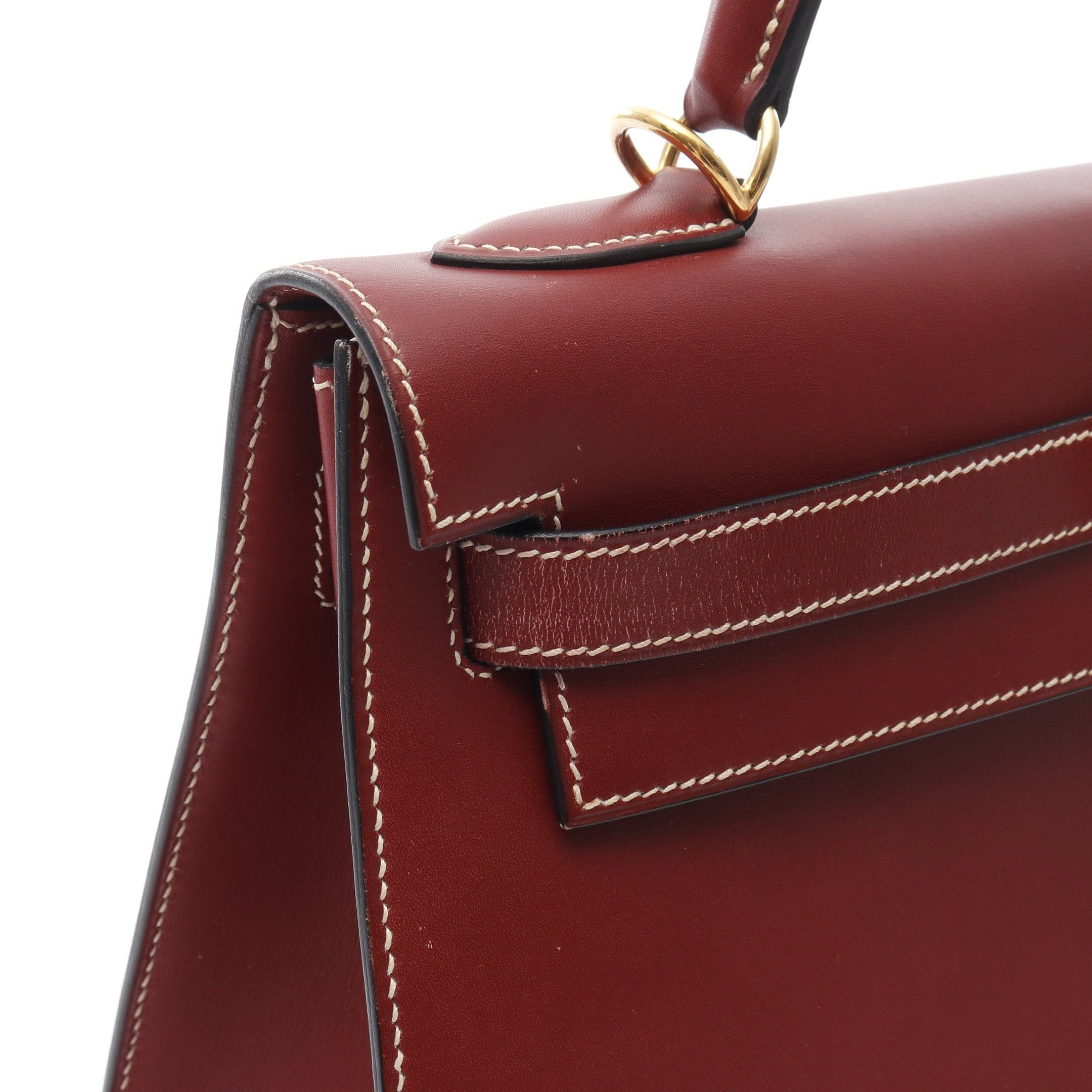 Hermes Hermes Kelly32 Rouge Ash Handbag Veau Chamonix Red Brown Gold Hardware Stamp Size ONE SIZE - 9 Thumbnail