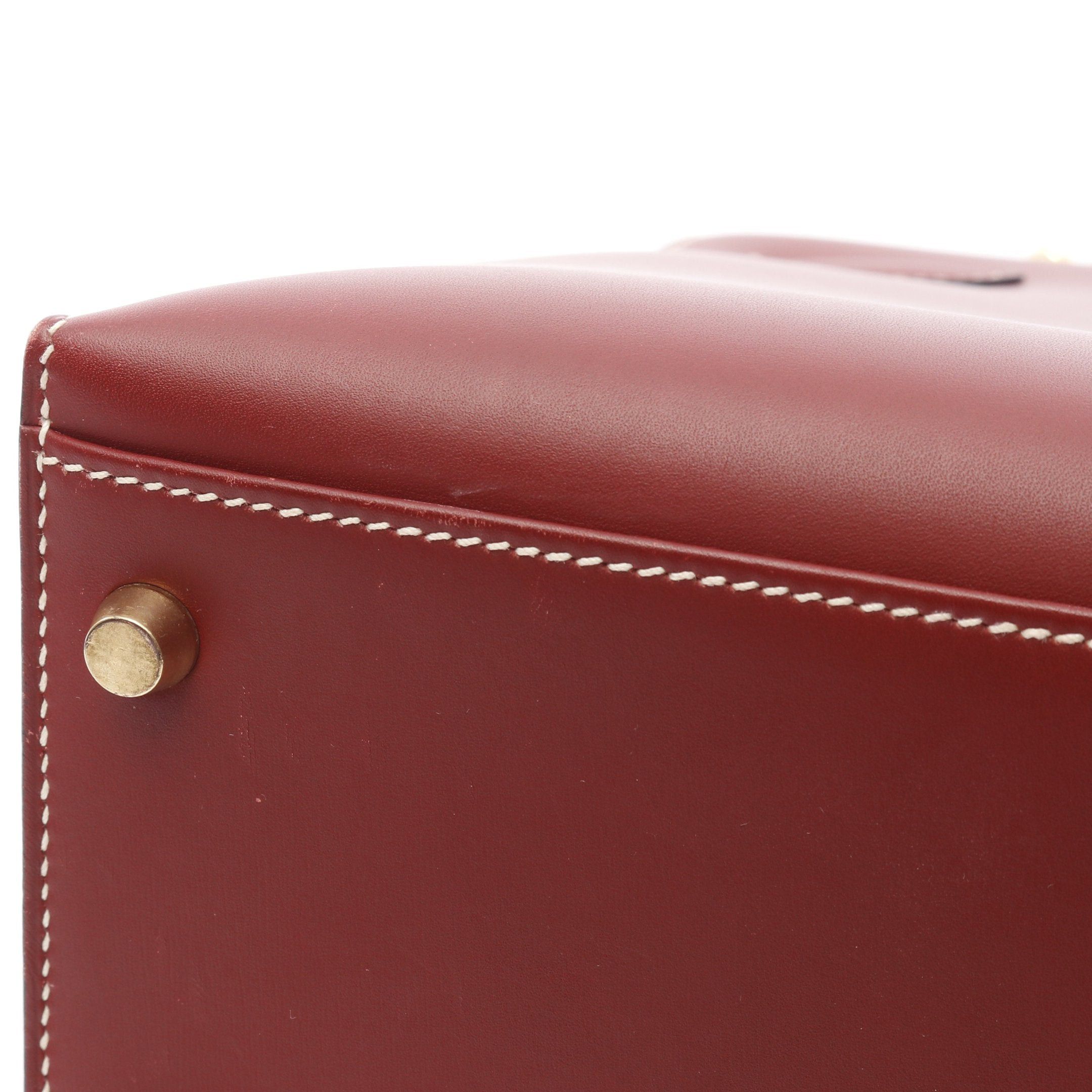 Hermes Hermes Kelly32 Rouge Ash Handbag Veau Chamonix Red Brown Gold Hardware Stamp Size ONE SIZE - 15 Thumbnail