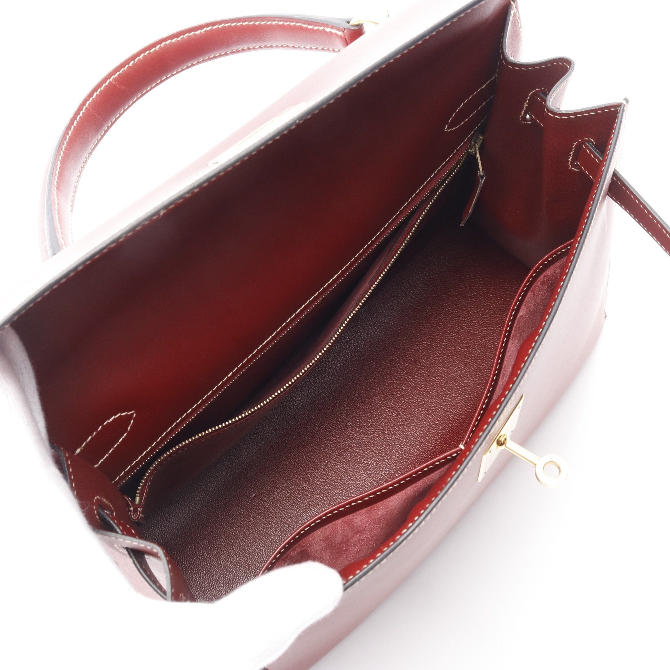 Hermes Hermes Kelly32 Rouge Ash Handbag Veau Chamonix Red Brown Gold Hardware Stamp Size ONE SIZE - 3 Thumbnail