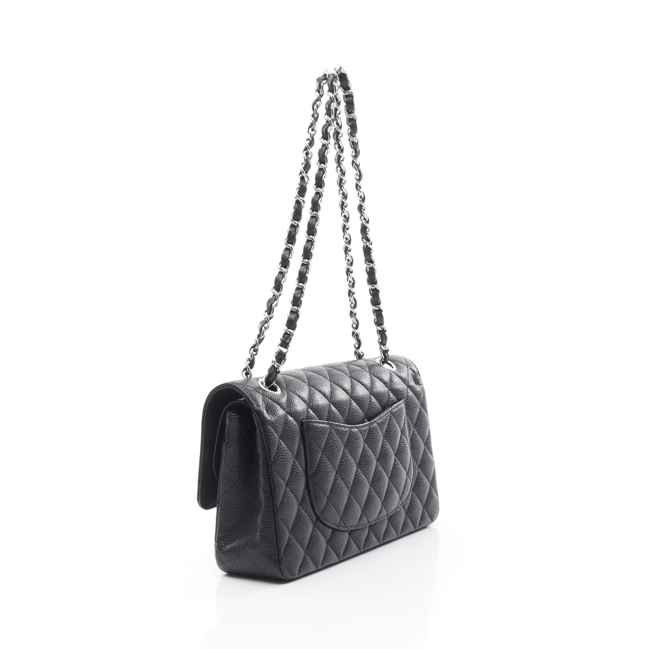 Chanel Chanel Matelasse Double Flap Chain Shoulder Bag Caviar Skin Black Silver Hardware Size ONE SIZE - 2 Thumbnail