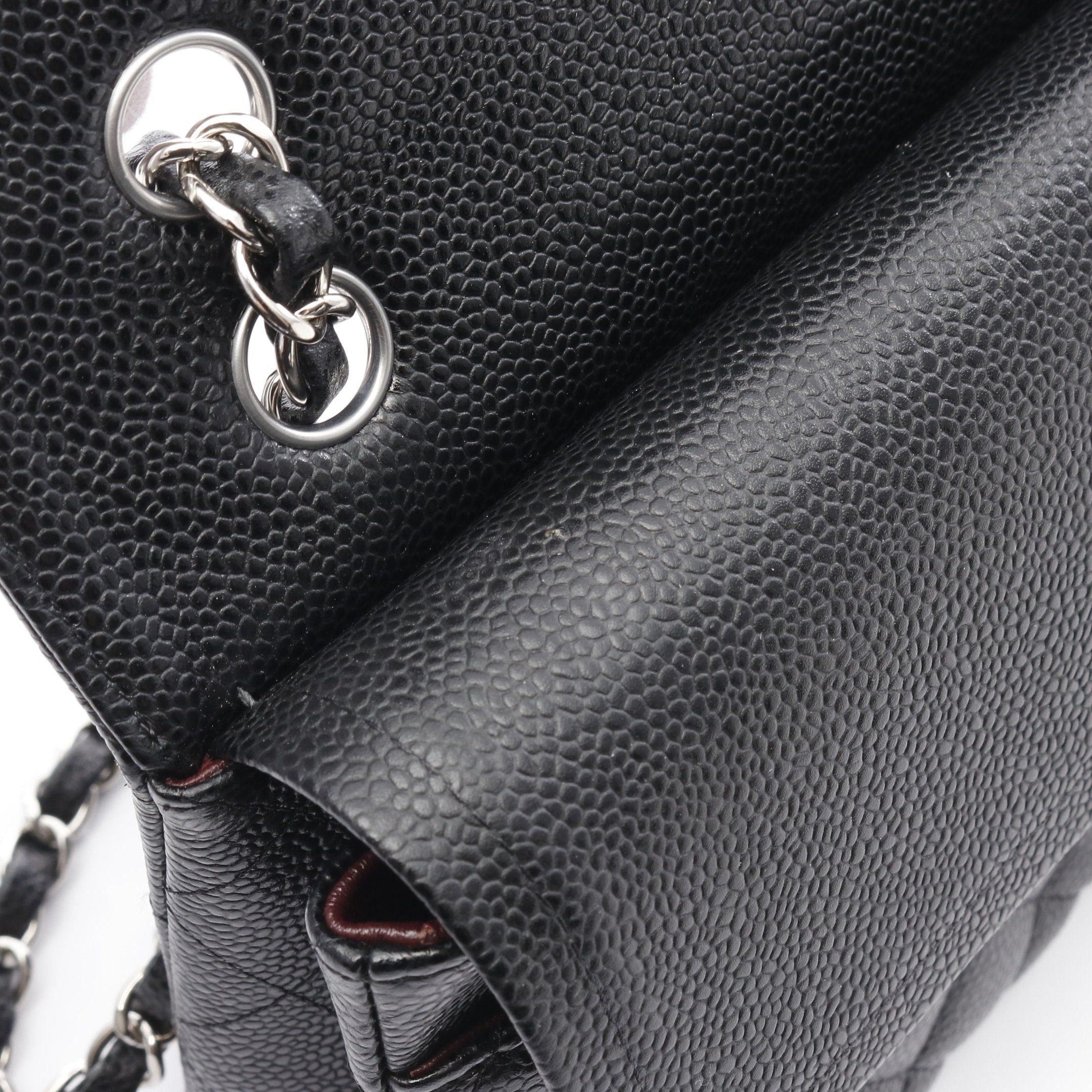 Chanel Chanel Matelasse Double Flap Chain Shoulder Bag Caviar Skin Black Silver Hardware Size ONE SIZE - 8 Thumbnail