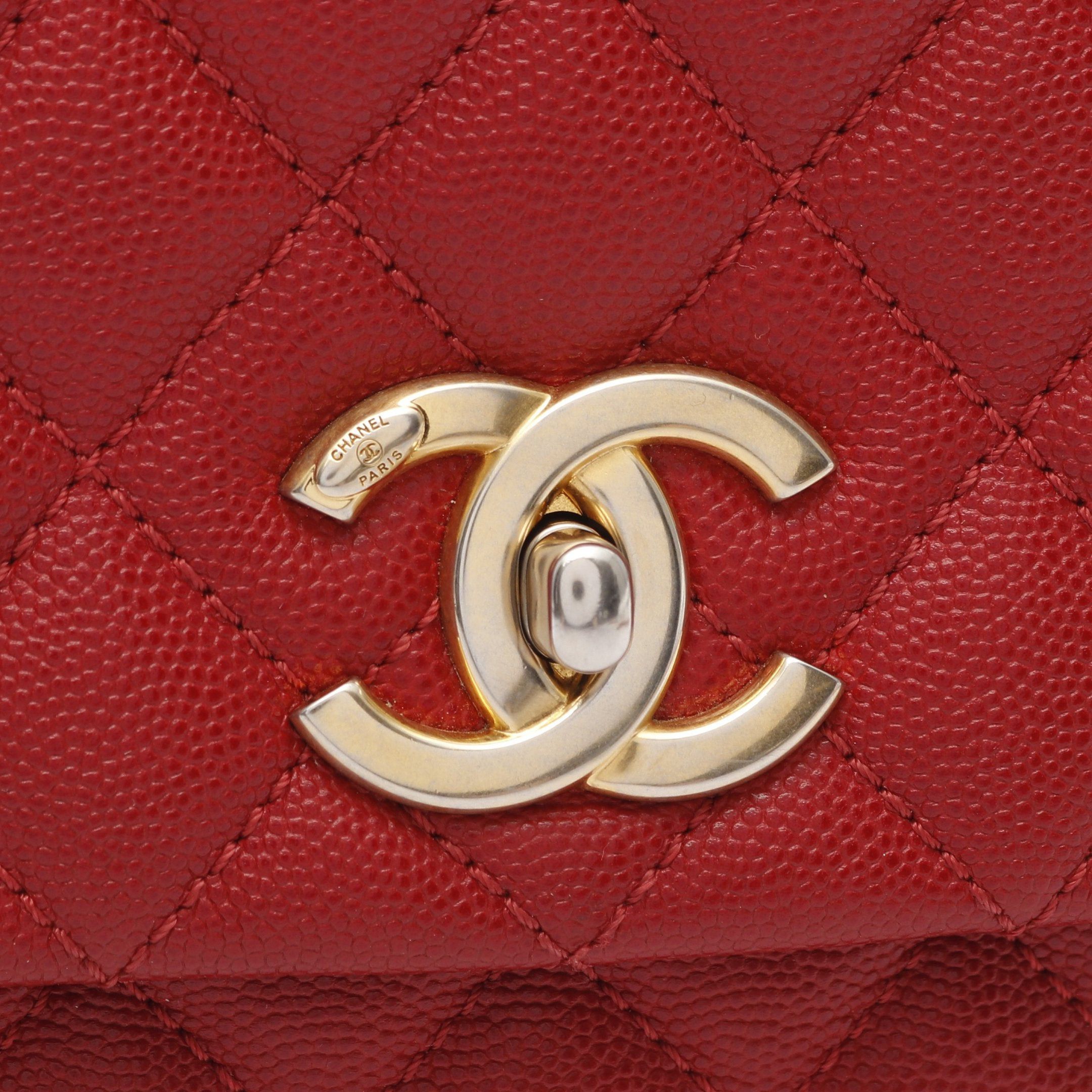 Chanel Chanel Coco Handle 29 Top Flap Bag Matelasse Handbag Caviar Skin Red Gold Hardware Size ONE SIZE - 10 Thumbnail