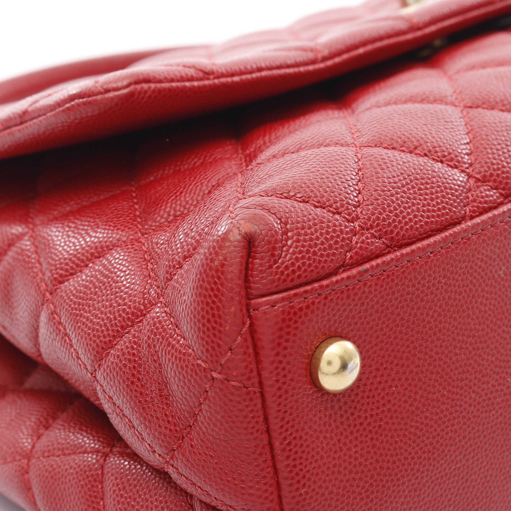 Chanel Chanel Coco Handle 29 Top Flap Bag Matelasse Handbag Caviar Skin Red Gold Hardware Size ONE SIZE - 6 Thumbnail