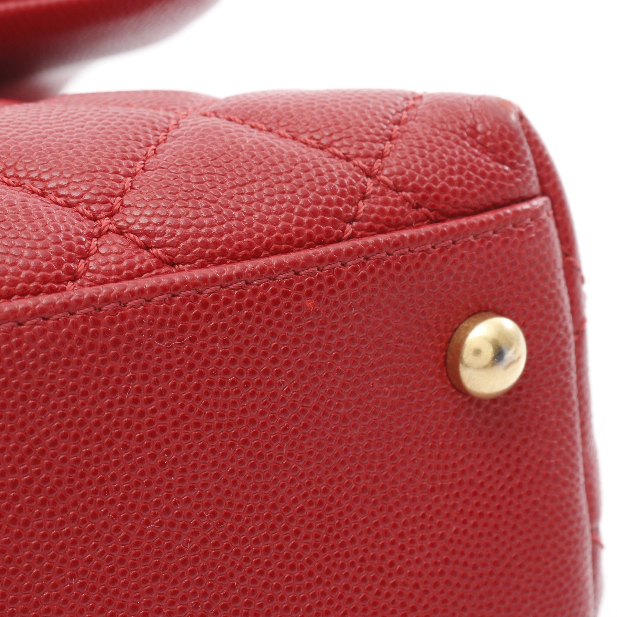 Chanel Chanel Coco Handle 29 Top Flap Bag Matelasse Handbag Caviar Skin Red Gold Hardware Size ONE SIZE - 8 Thumbnail