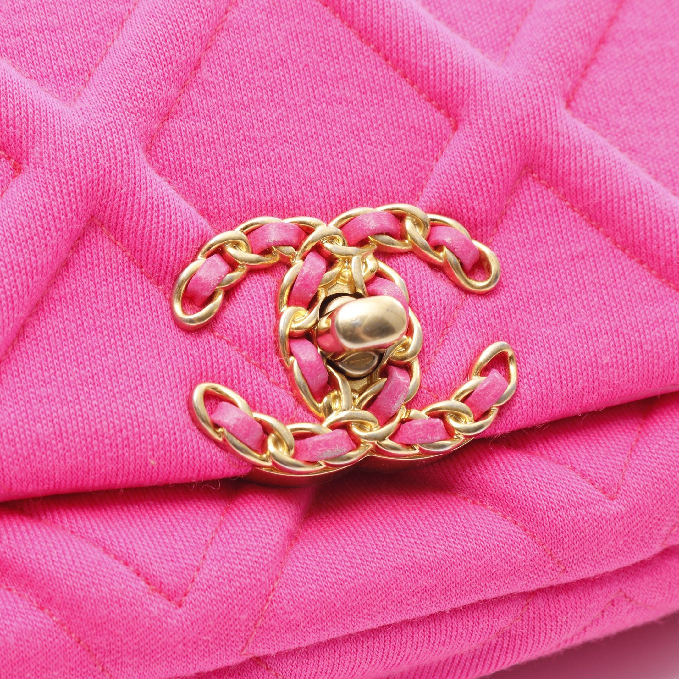 Chanel Chanel Chanel19 Waist Bag Jersey Fiber Leather Pink Gold Hardware Size ONE SIZE - 9 Thumbnail